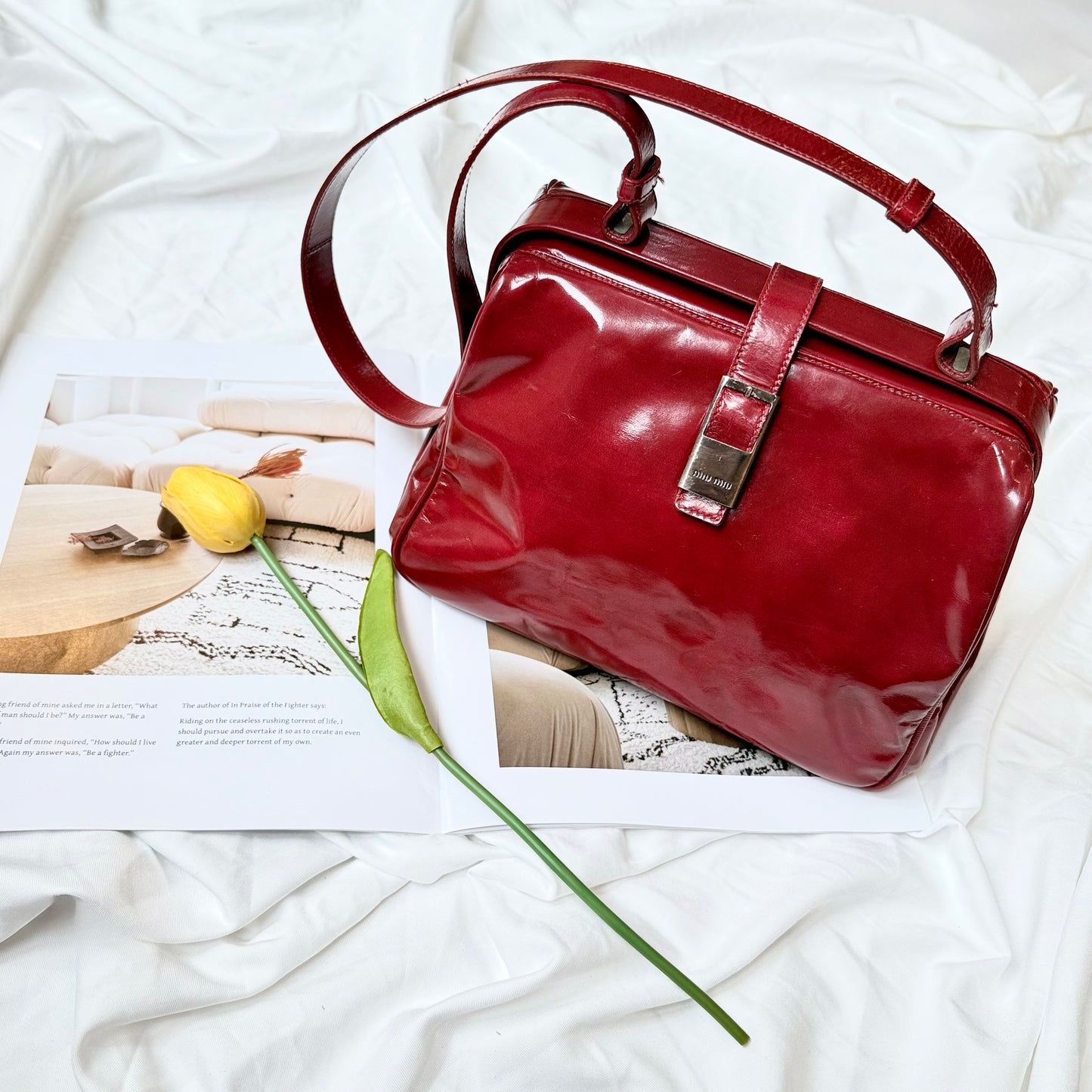 Miu Miu Burgundy Patent Doctor Bag
