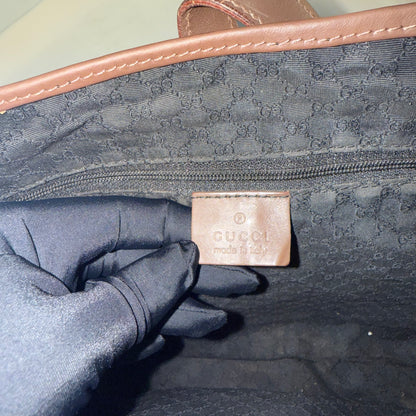 Gucci Vintage Navy Canvas & Brown Leather Jackie Bag