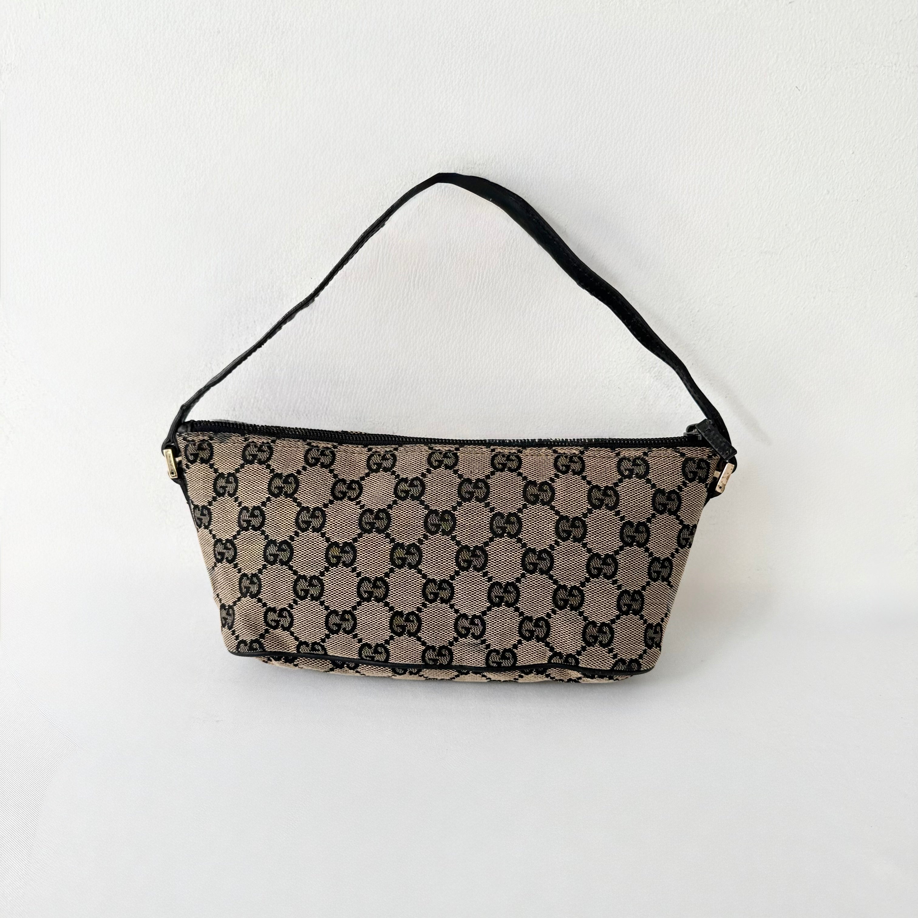 Gucci GG Monogram Pochette Boat Shoulder Bag Grey/Black