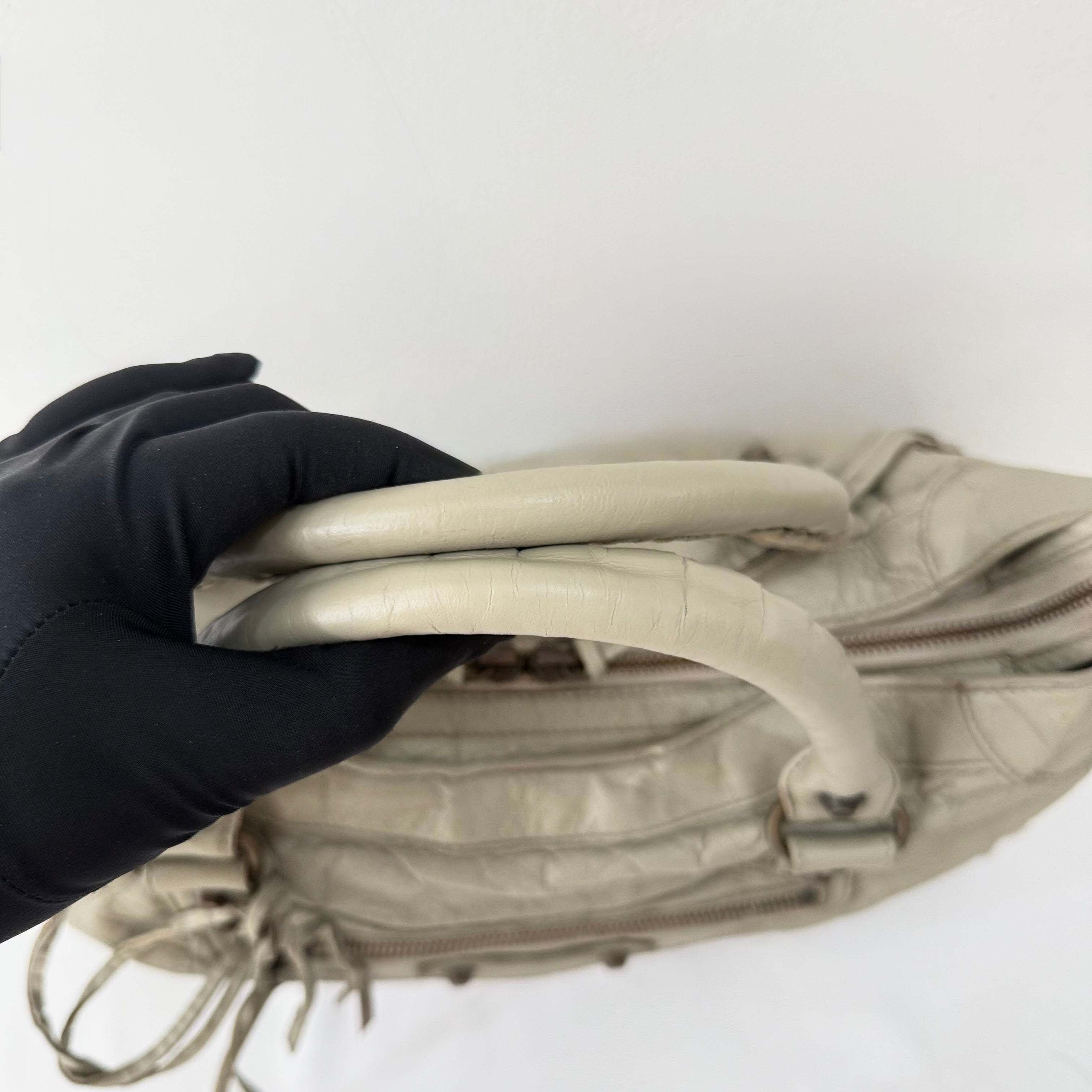 (reserve) Balenciaga Praline Lambskin Leather Motorcycle City Bag