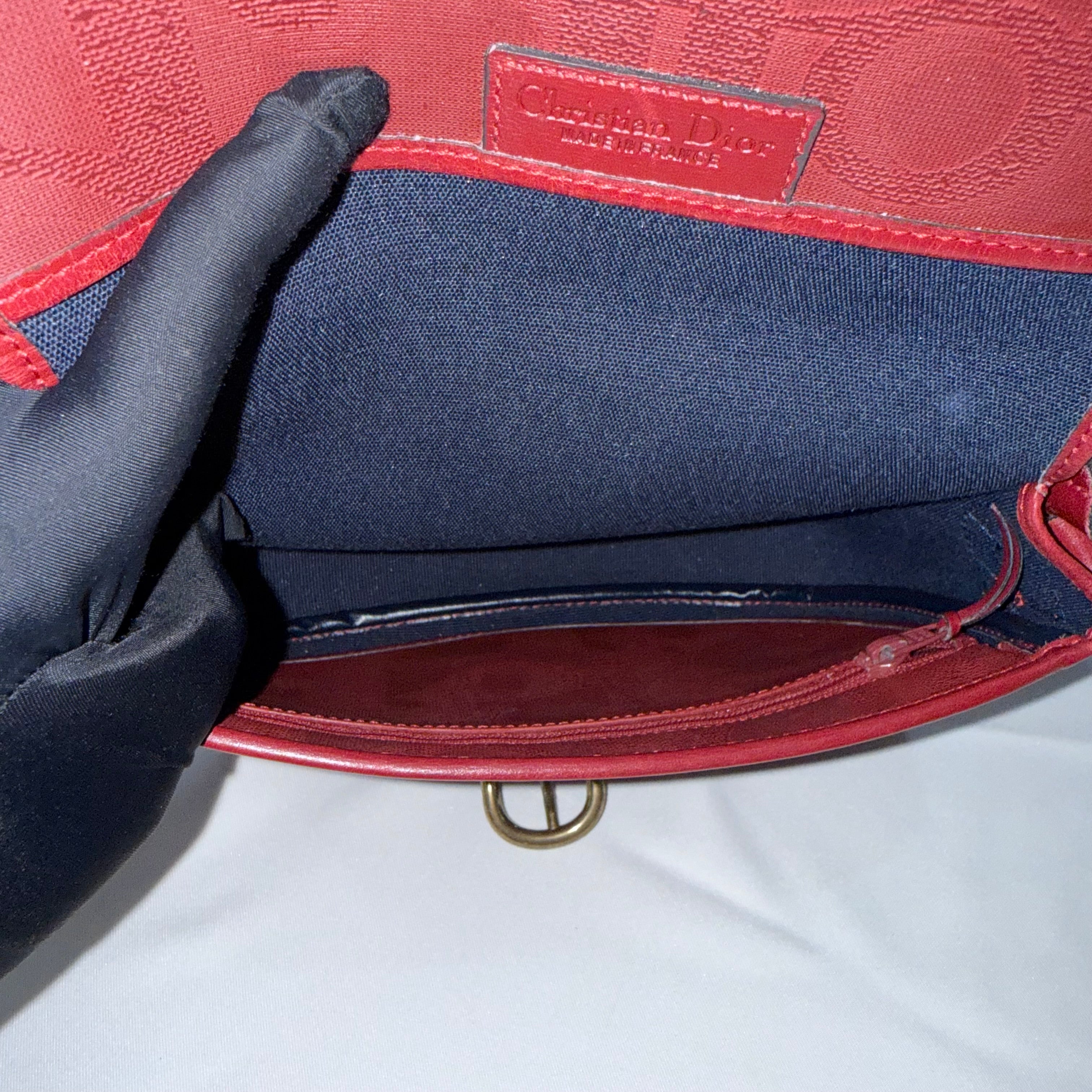 Christian Dior Trotter Canvas Burgundy Shoulder Bag