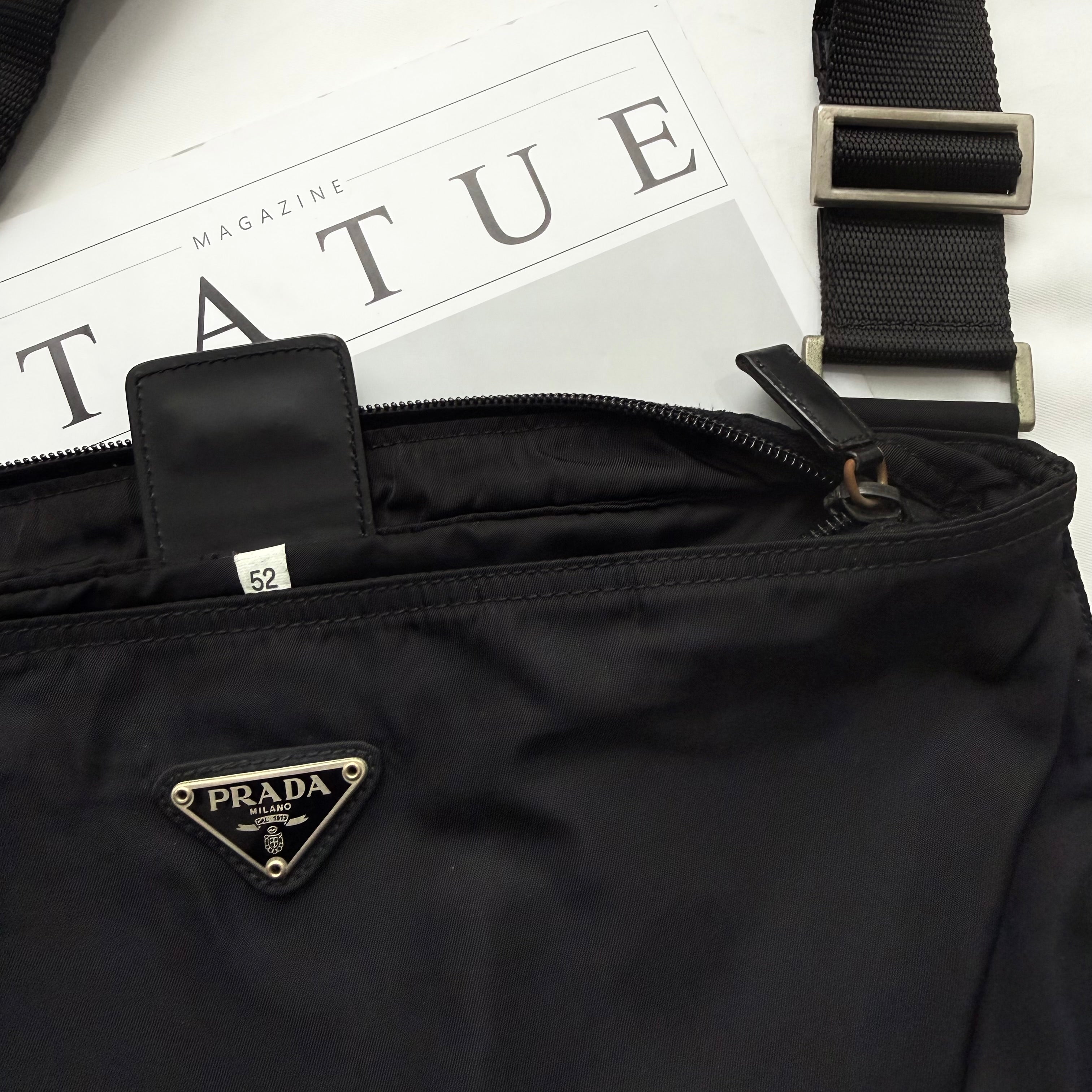 PRADA BLACK NYLON TESSUTO MESSENGER CROSS BODY BAG