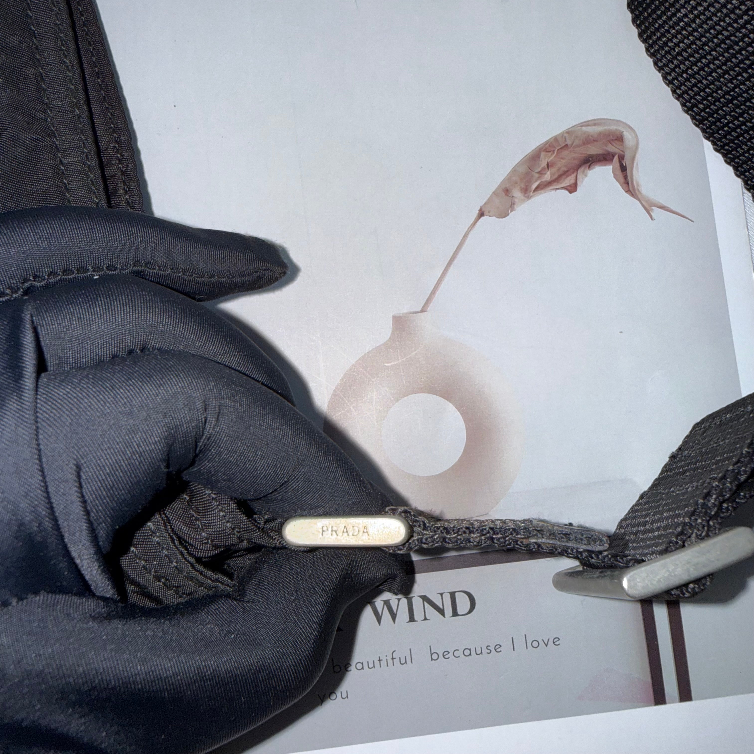 PRADA BLACK NYLON TESSUTO MESSENGER CROSS BODY BAG