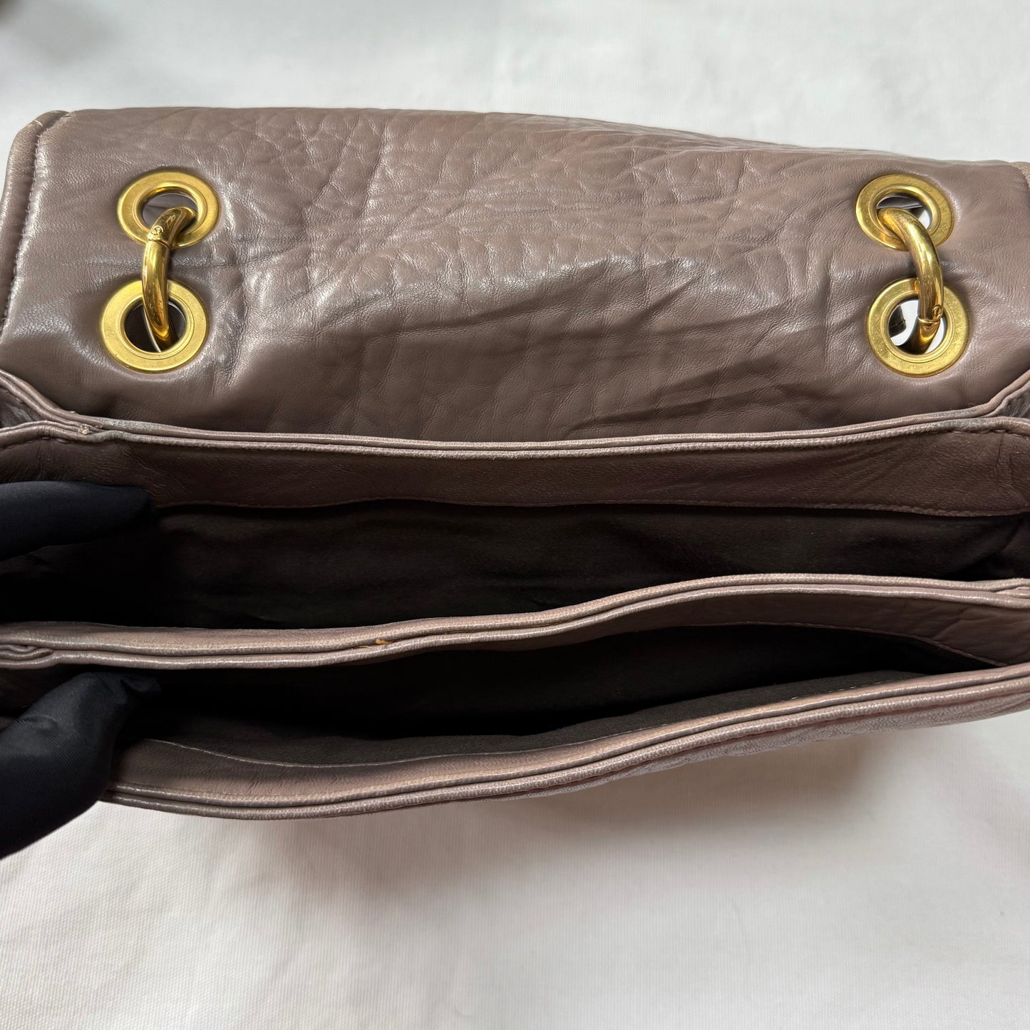 Miu Miu Nappa Leather Beige Flap Turnlock Shoulder Bag