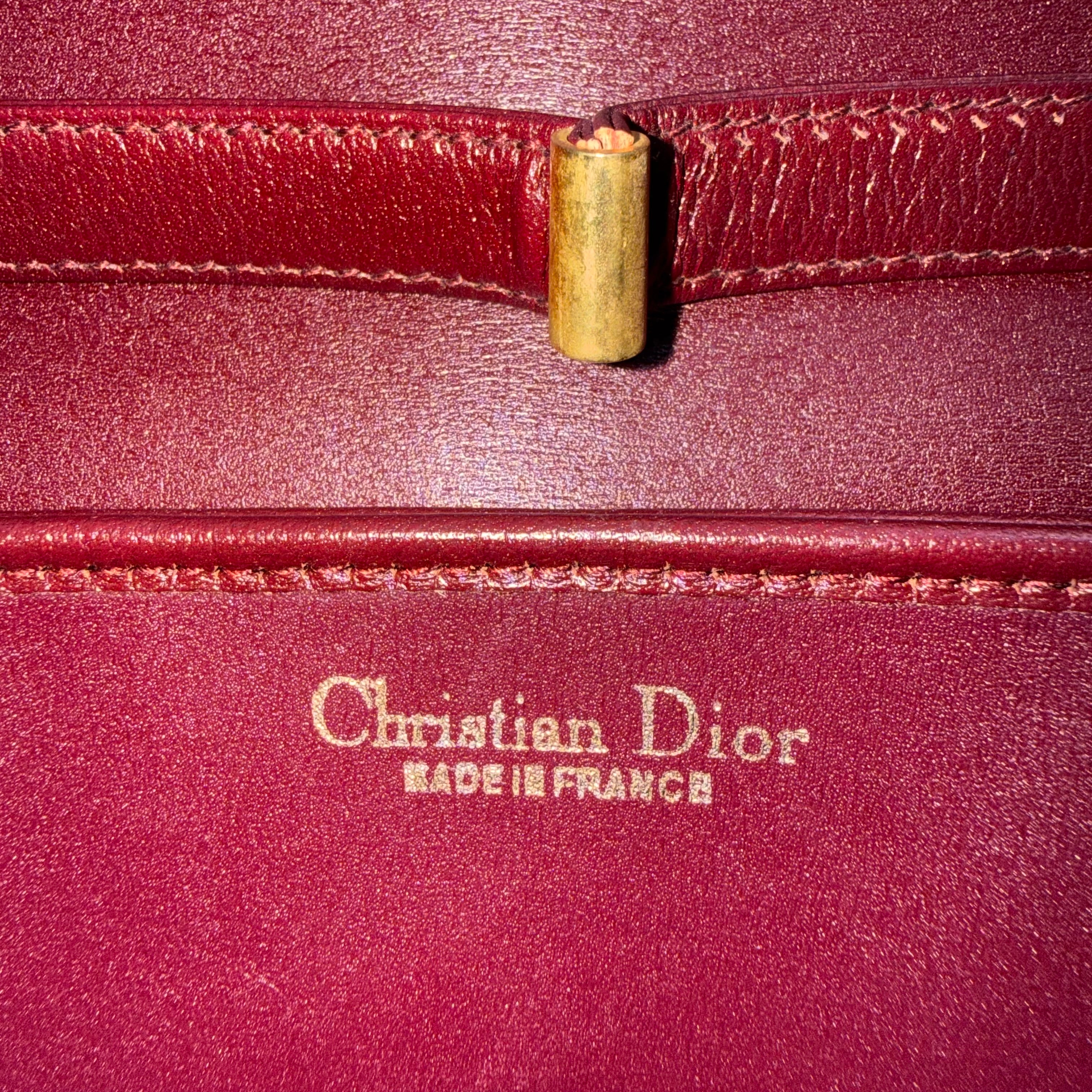 Christian Dior Vintage Burgundy Leather Shoulder Bag 