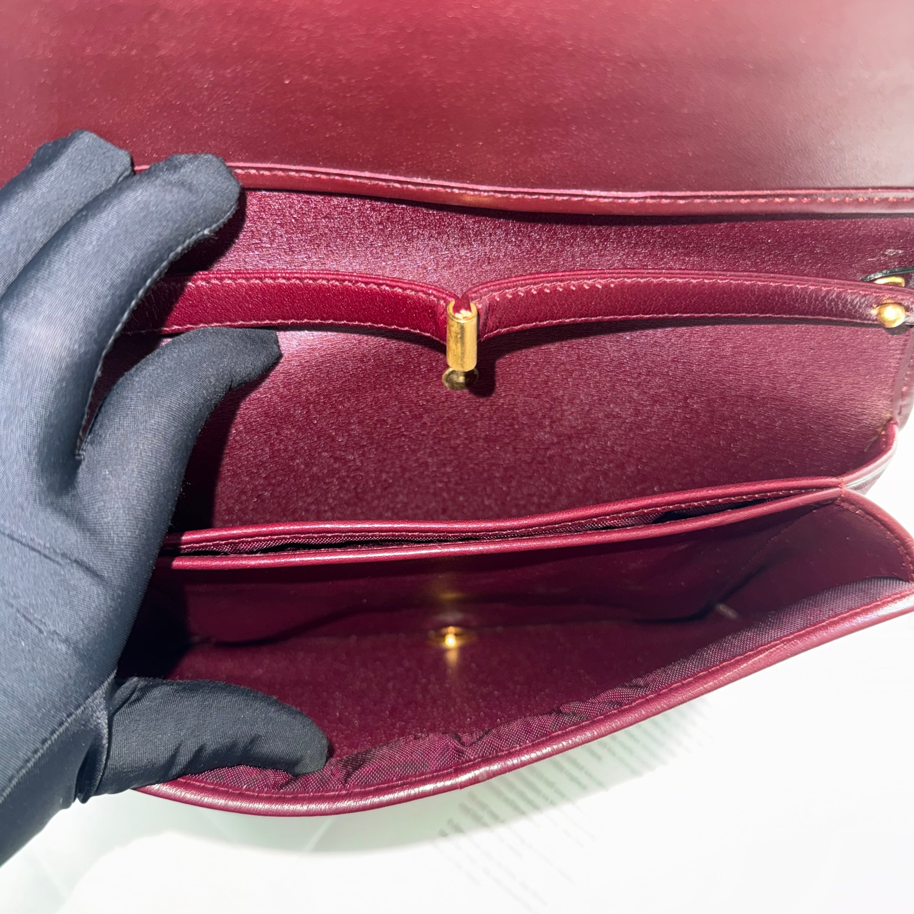 Christian Dior Vintage Burgundy Leather Shoulder Bag 