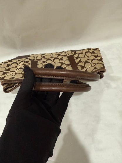 Coach Signature Leather Canvas Handbag Brown