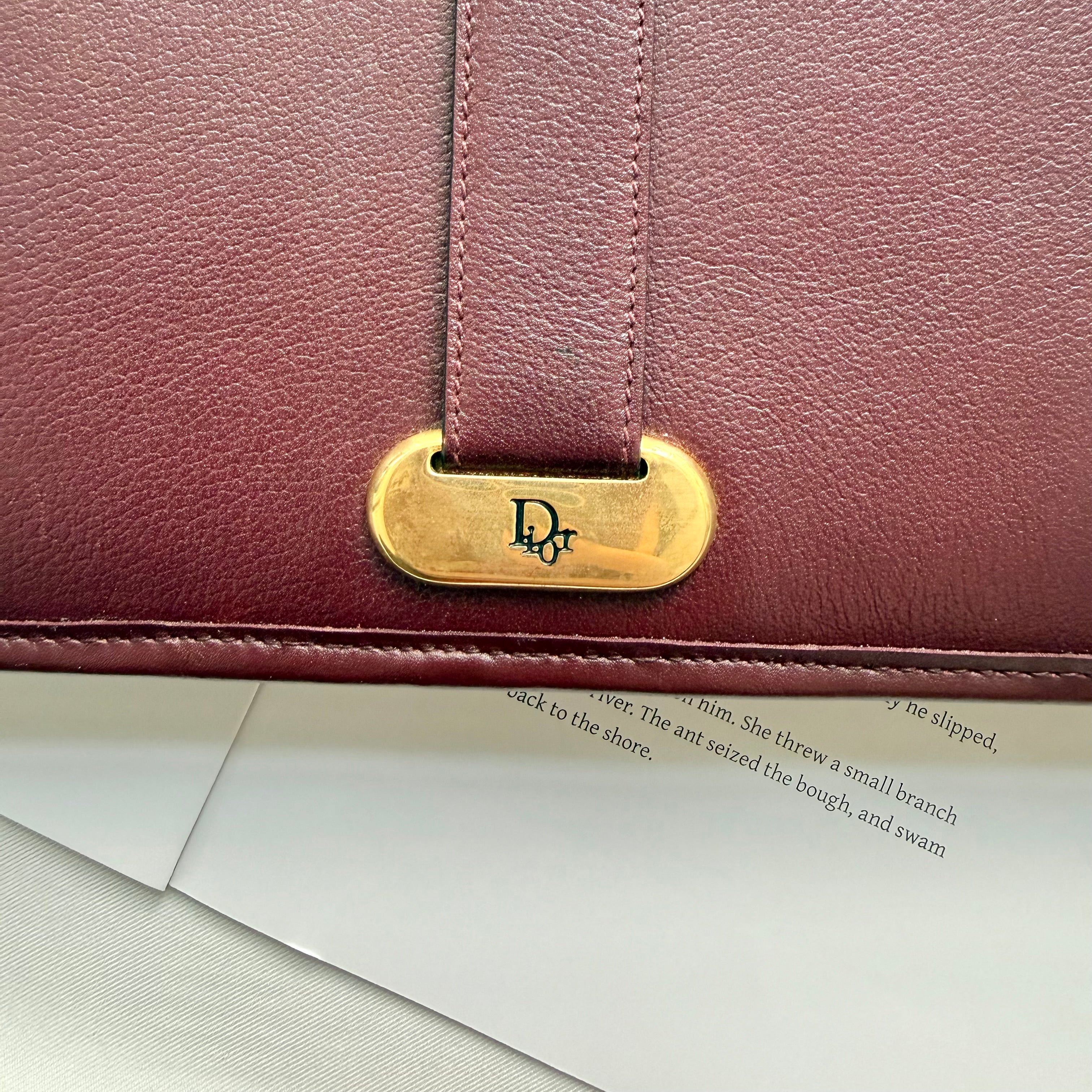 Christian Dior Vintage Burgundy Leather Shoulder Bag 
