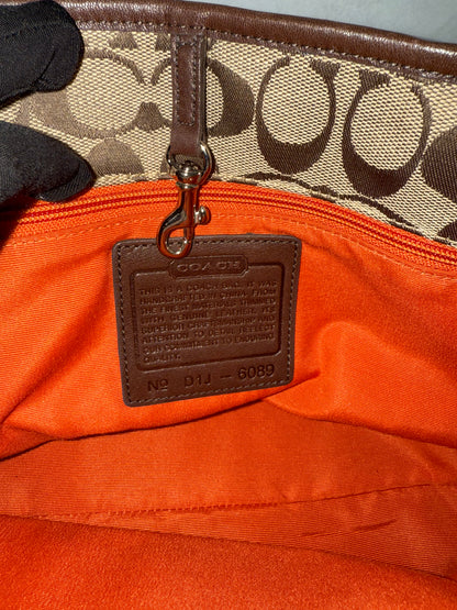 Coach Signature Leather Canvas Handbag Brown