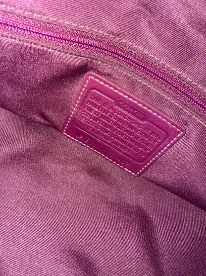 Coach Signature Tan Jacquard Purple Leather 2 Ways