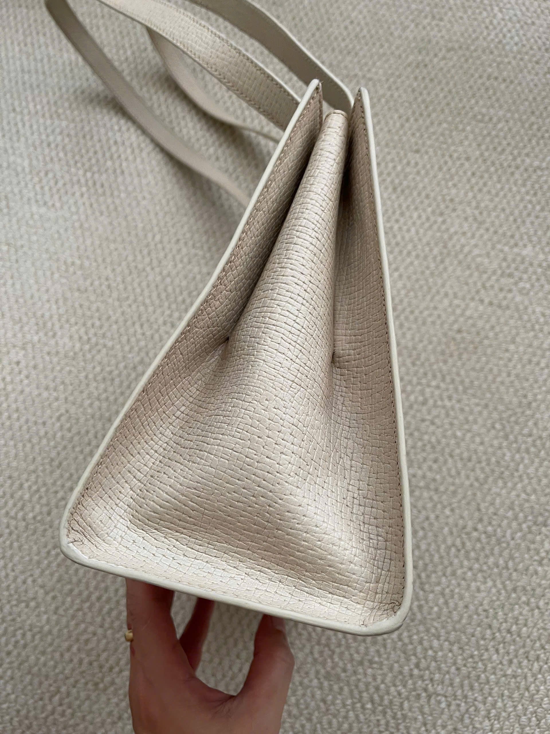 Loewe Logo Embossed Shoulder Bag Ivory Vintage