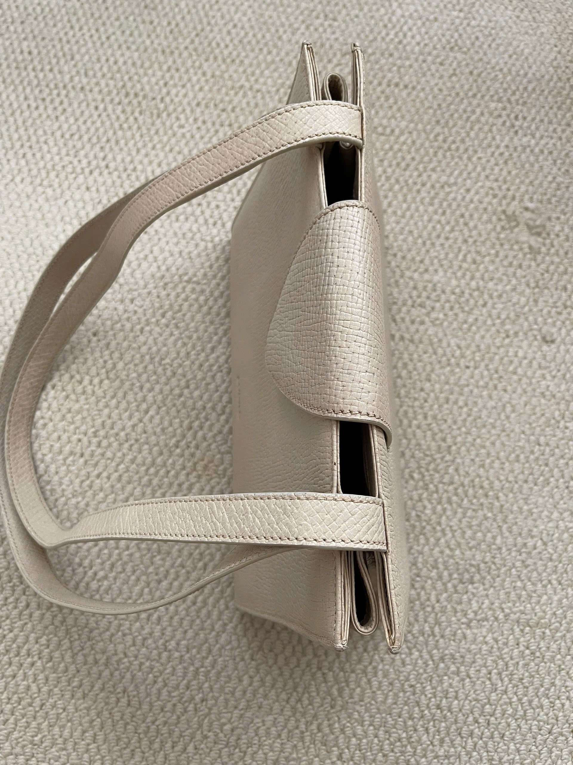 Loewe Logo Embossed Shoulder Bag Ivory Vintage