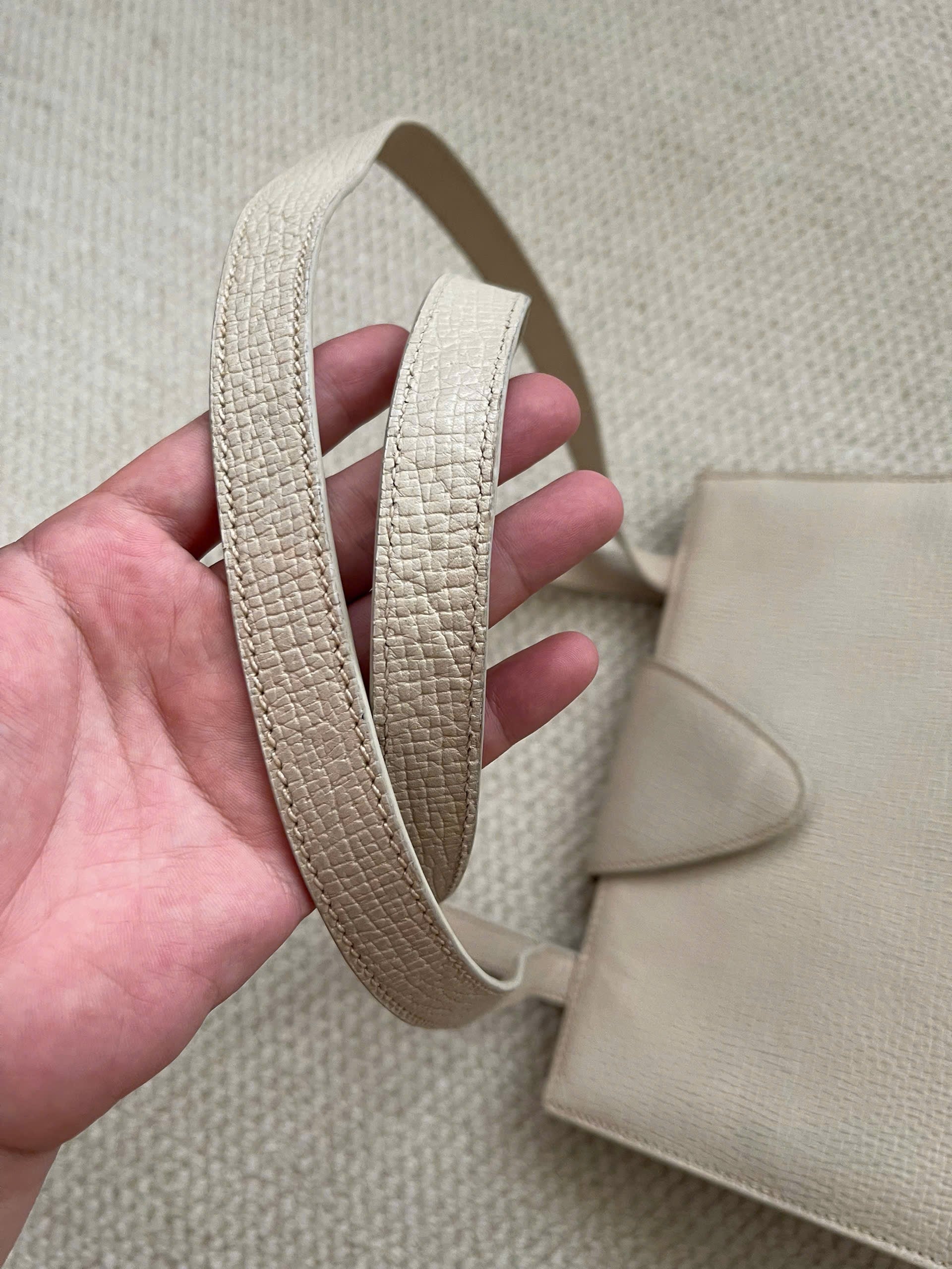 Loewe Logo Embossed Shoulder Bag Ivory Vintage