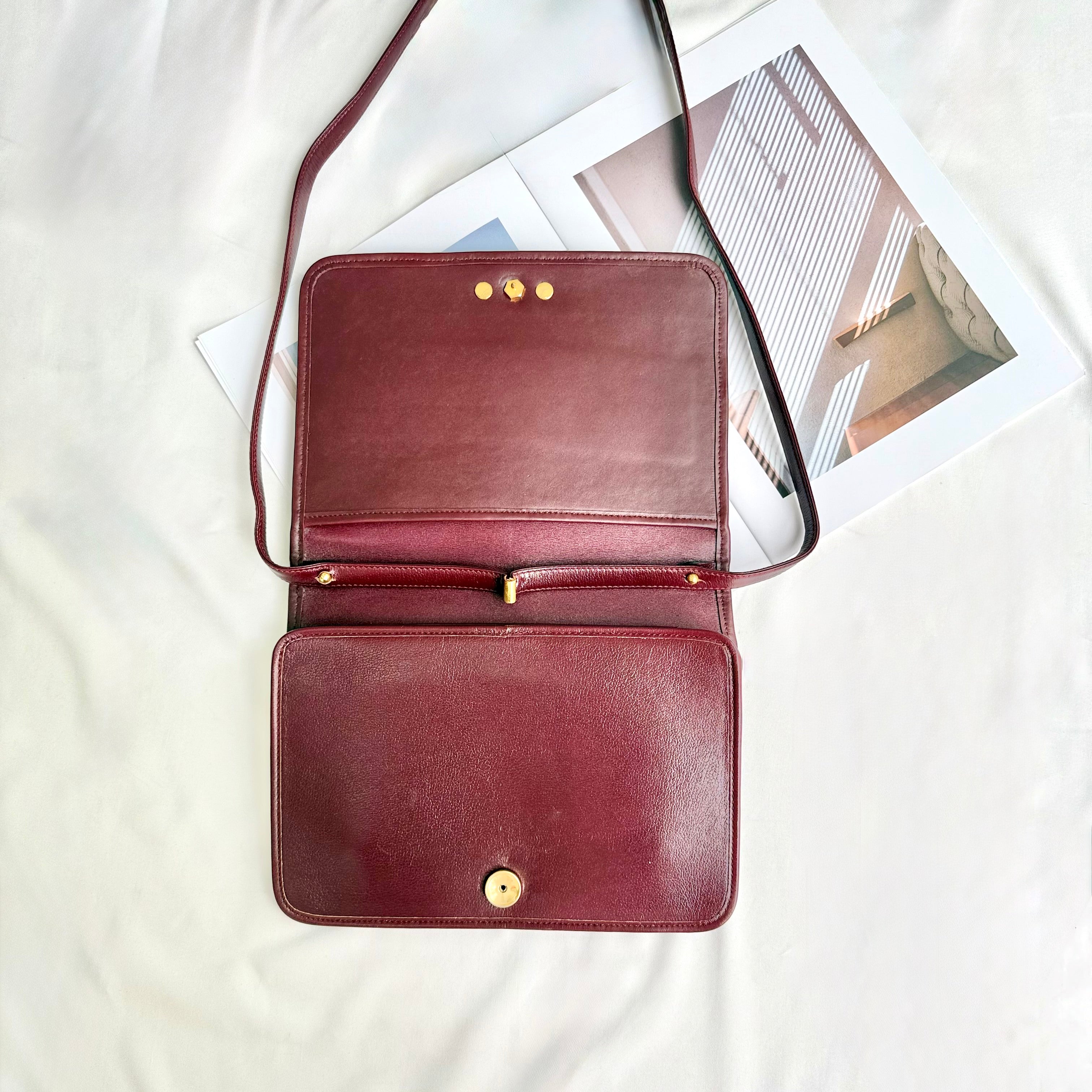 Christian Dior Vintage Burgundy Leather Shoulder Bag 
