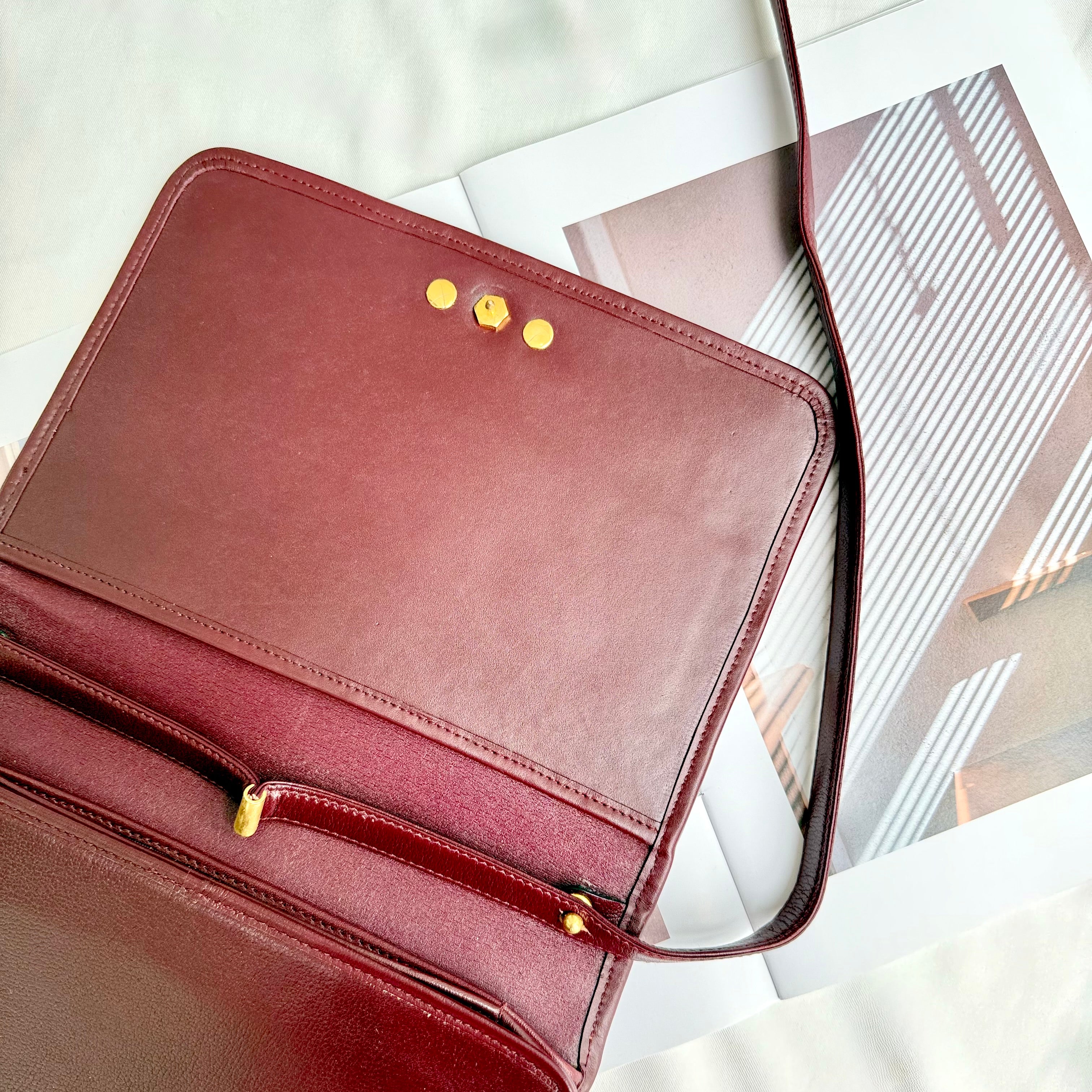 Christian Dior Vintage Burgundy Leather Shoulder Bag 