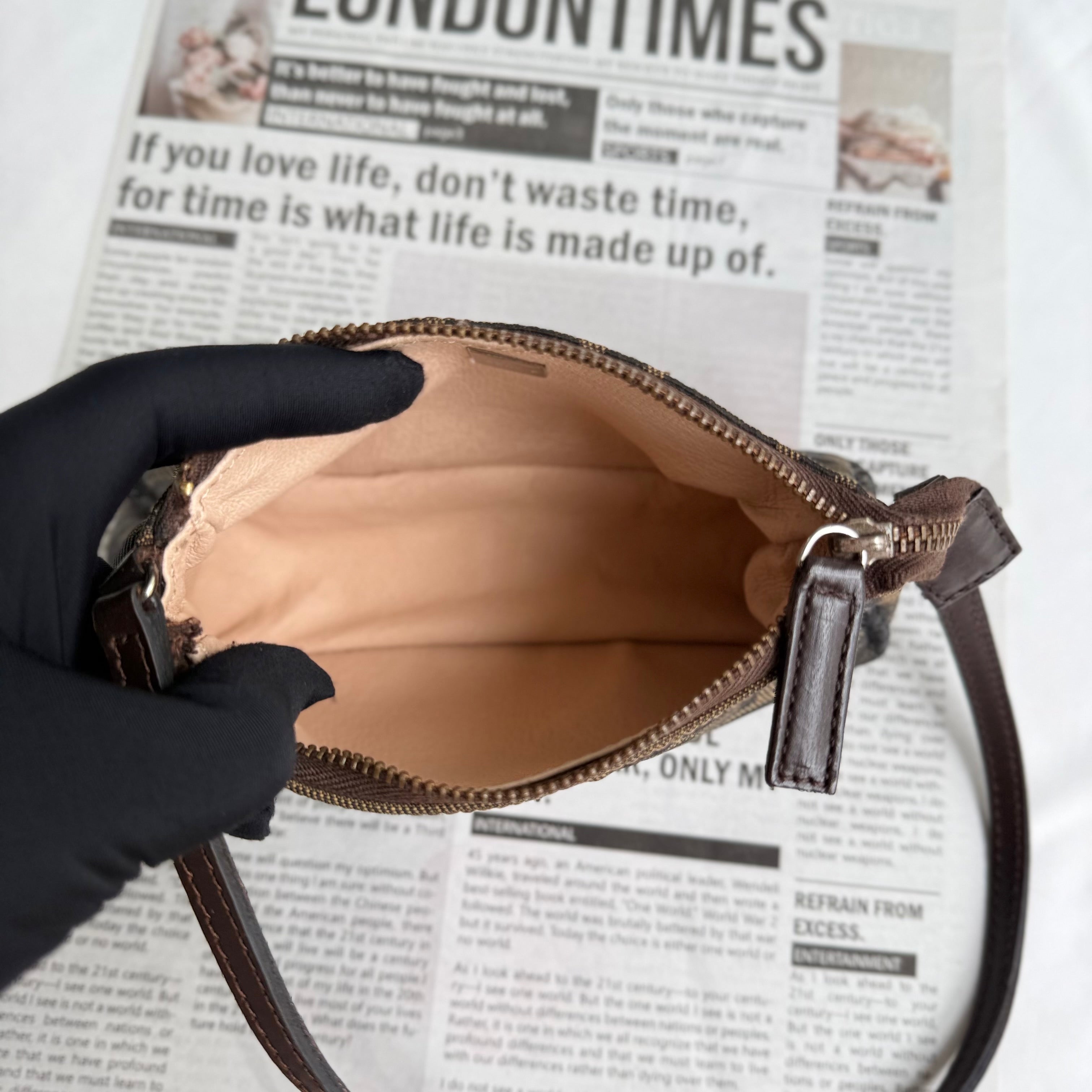 Fendi Tobacco Zucca Print Canvas Mini Pochette