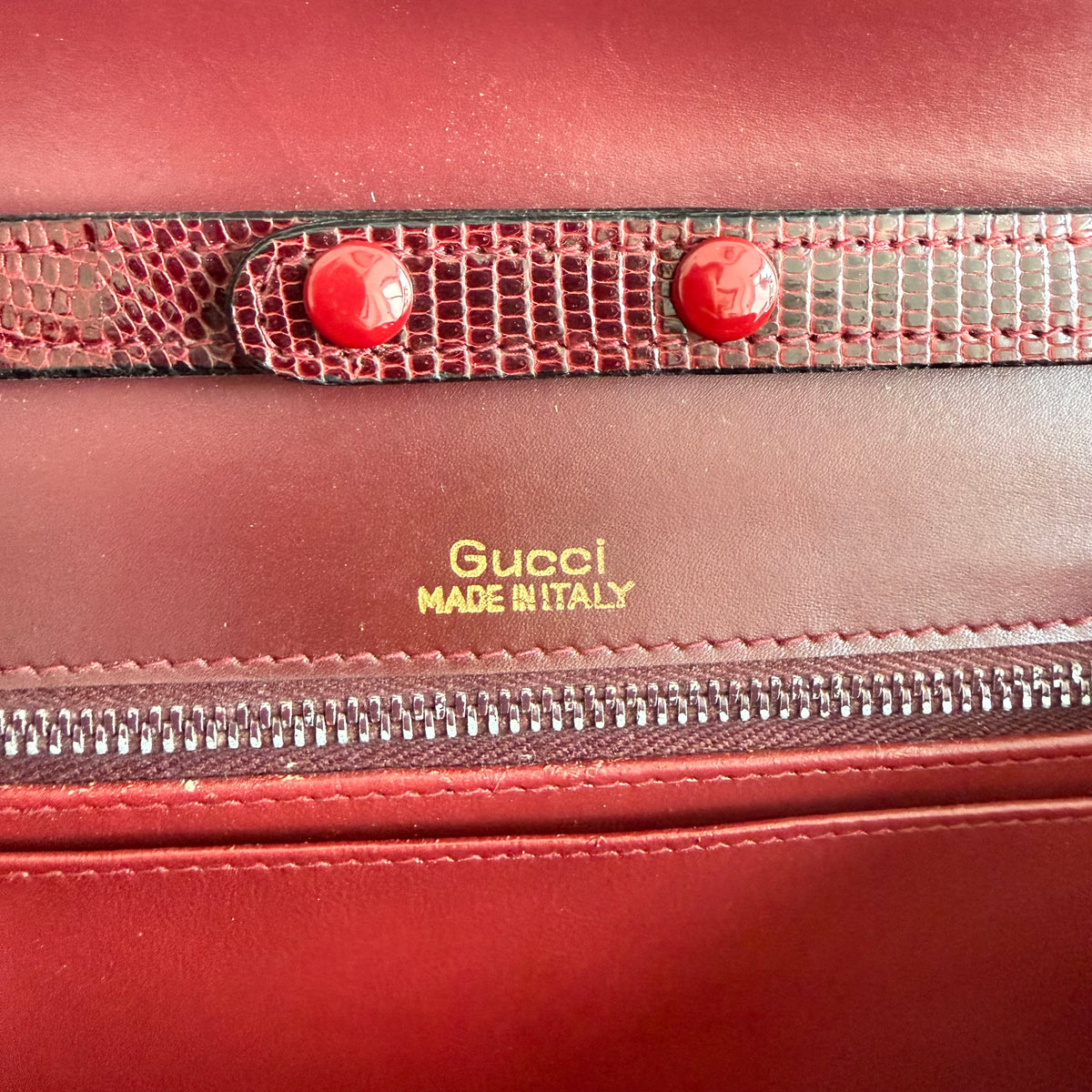 GUCCI Shoulder Bag Leather Bordeaux GHW