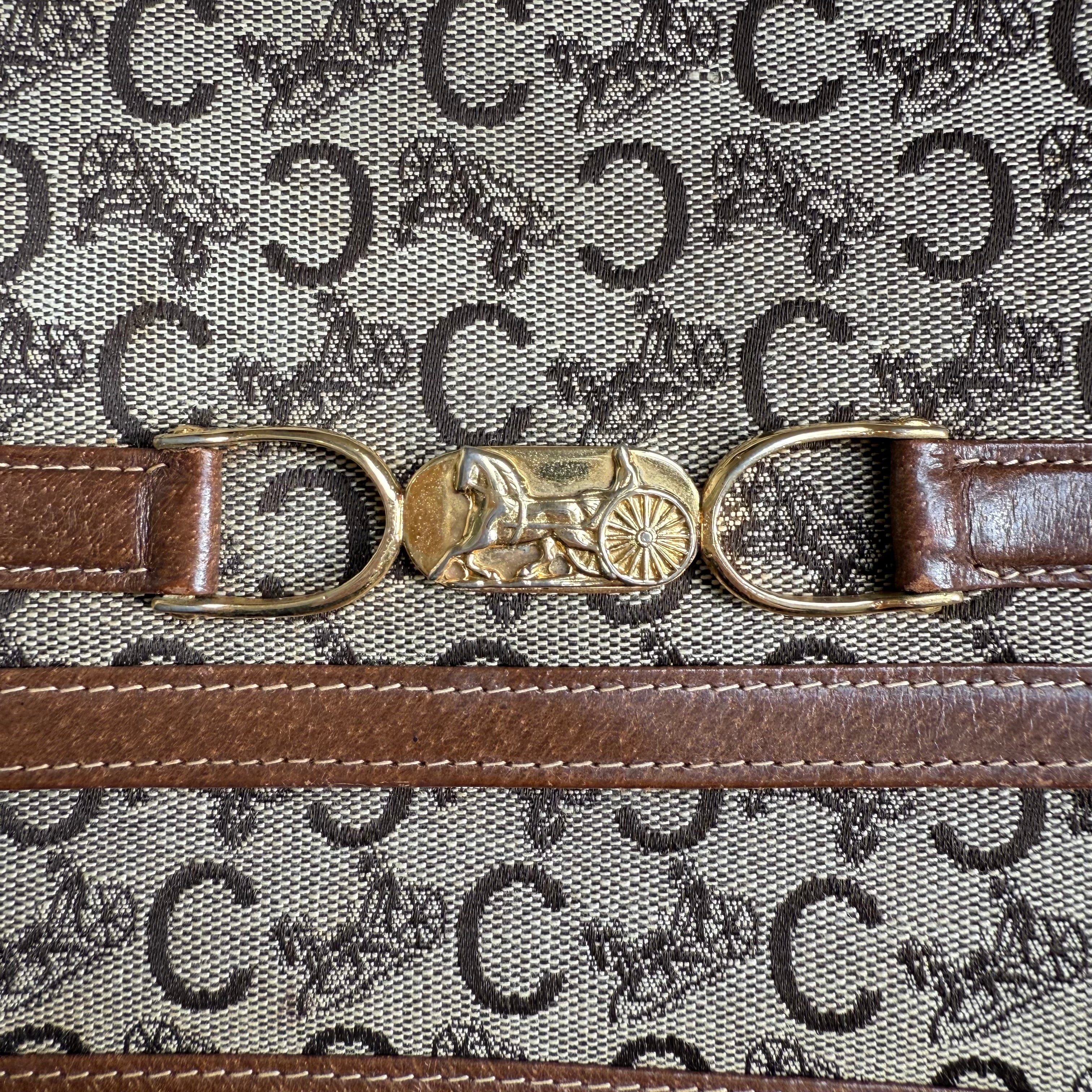 (Reserved) Celine Brown Canvas Horsebit Shoulder Bag