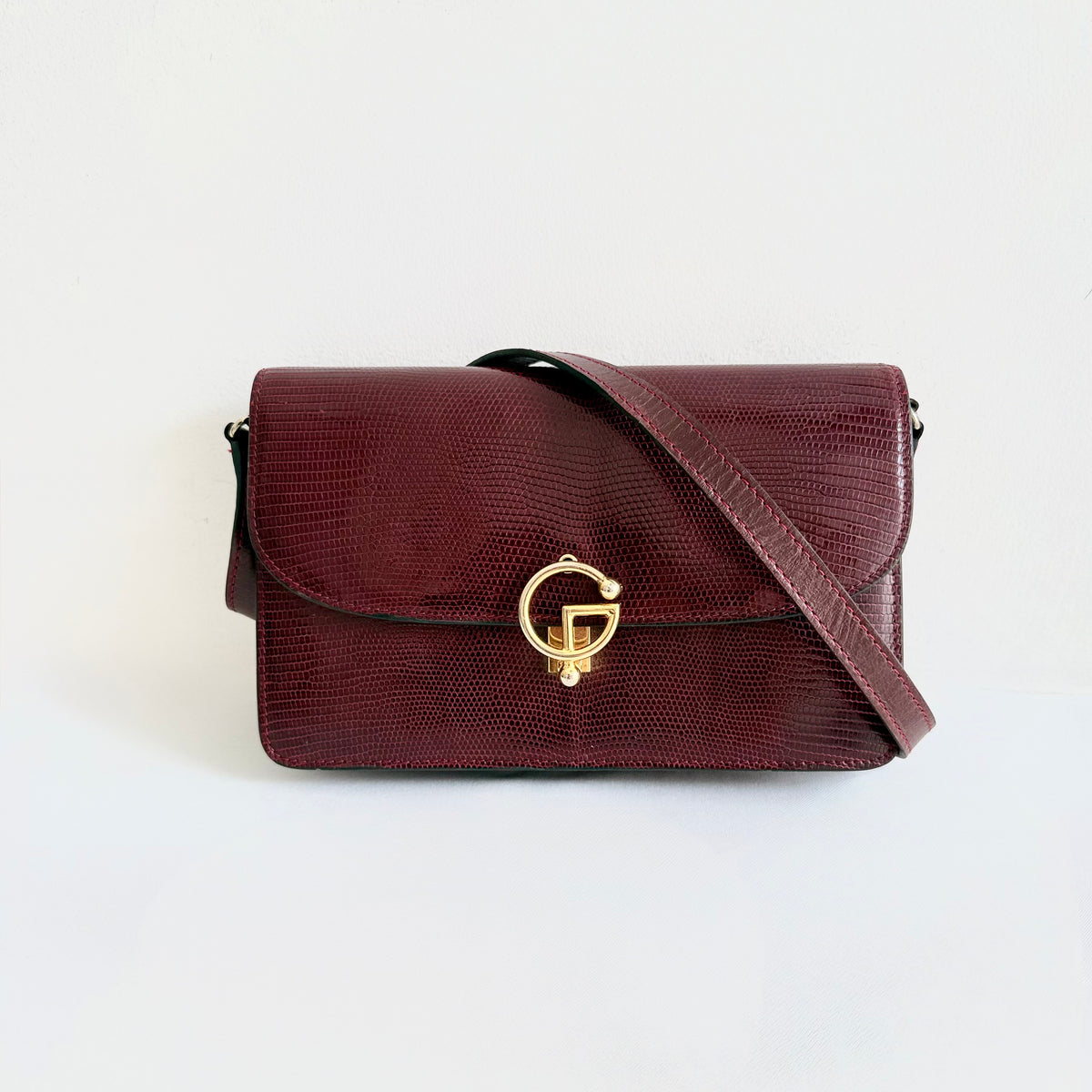 GUCCI Shoulder Bag Leather Bordeaux GHW