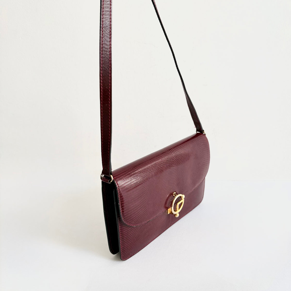 GUCCI Shoulder Bag Leather Bordeaux GHW