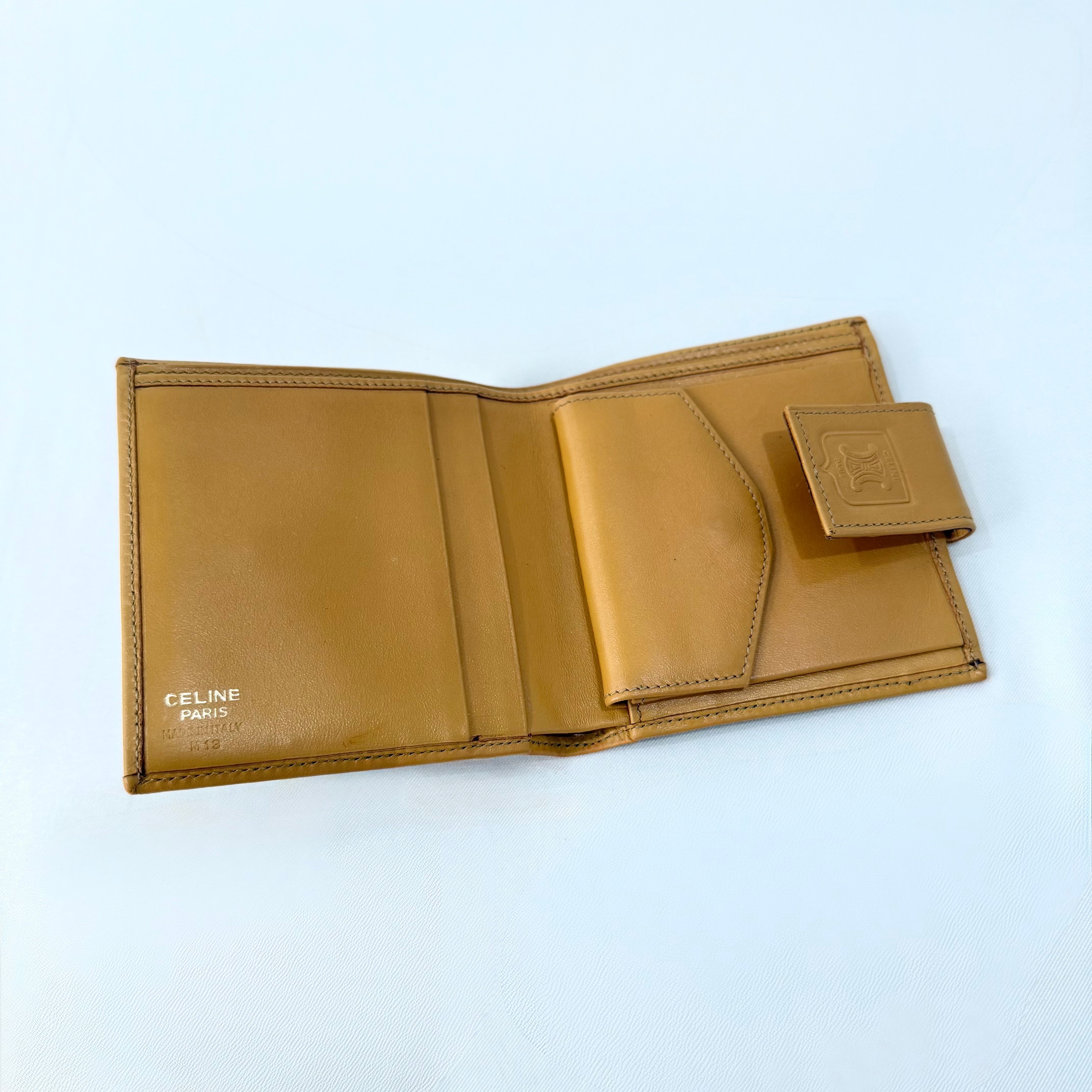 Celine Triomphe Macadam Vintage Canvas Leather Wallet Bifold