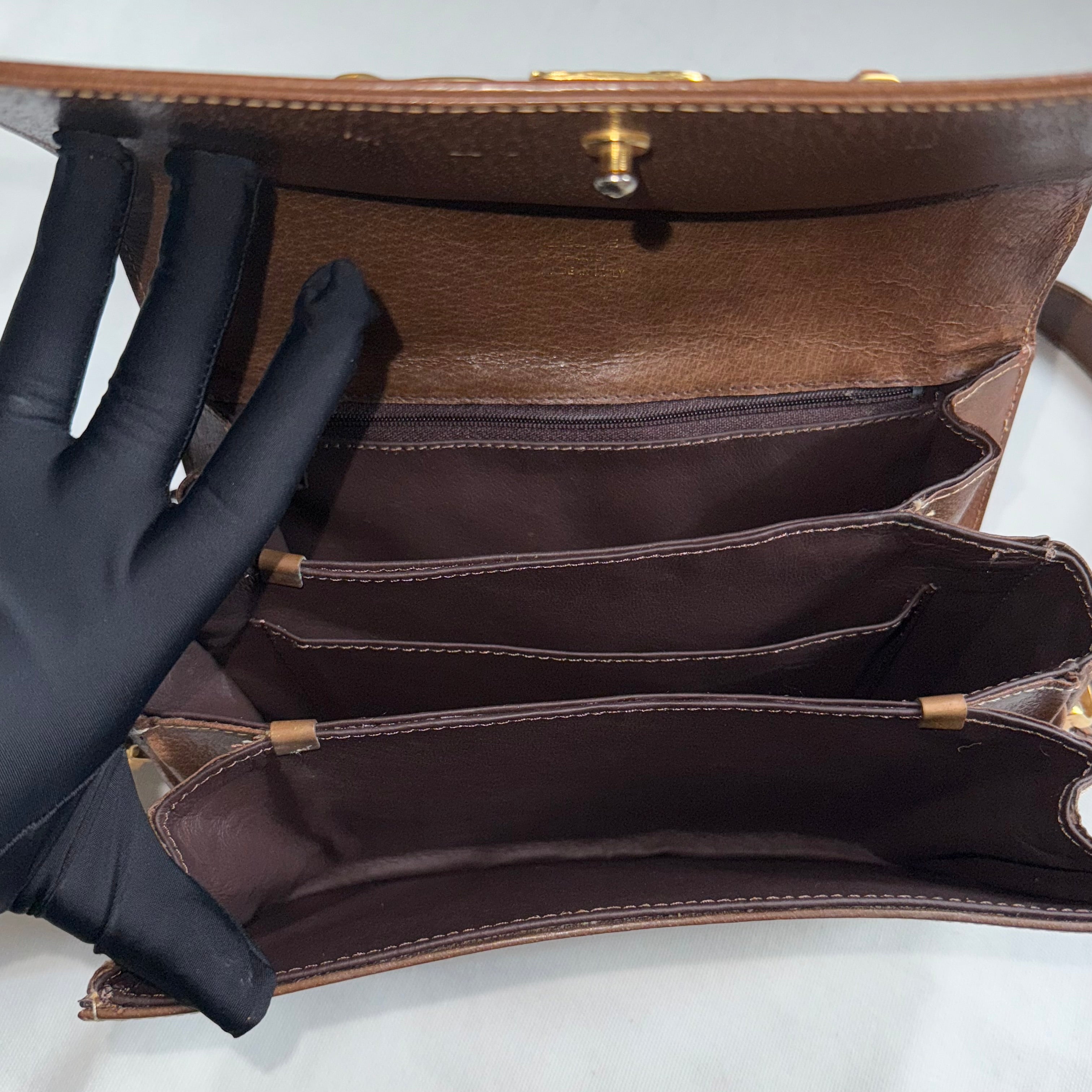 (Reserved) Celine Brown Canvas Horsebit Shoulder Bag