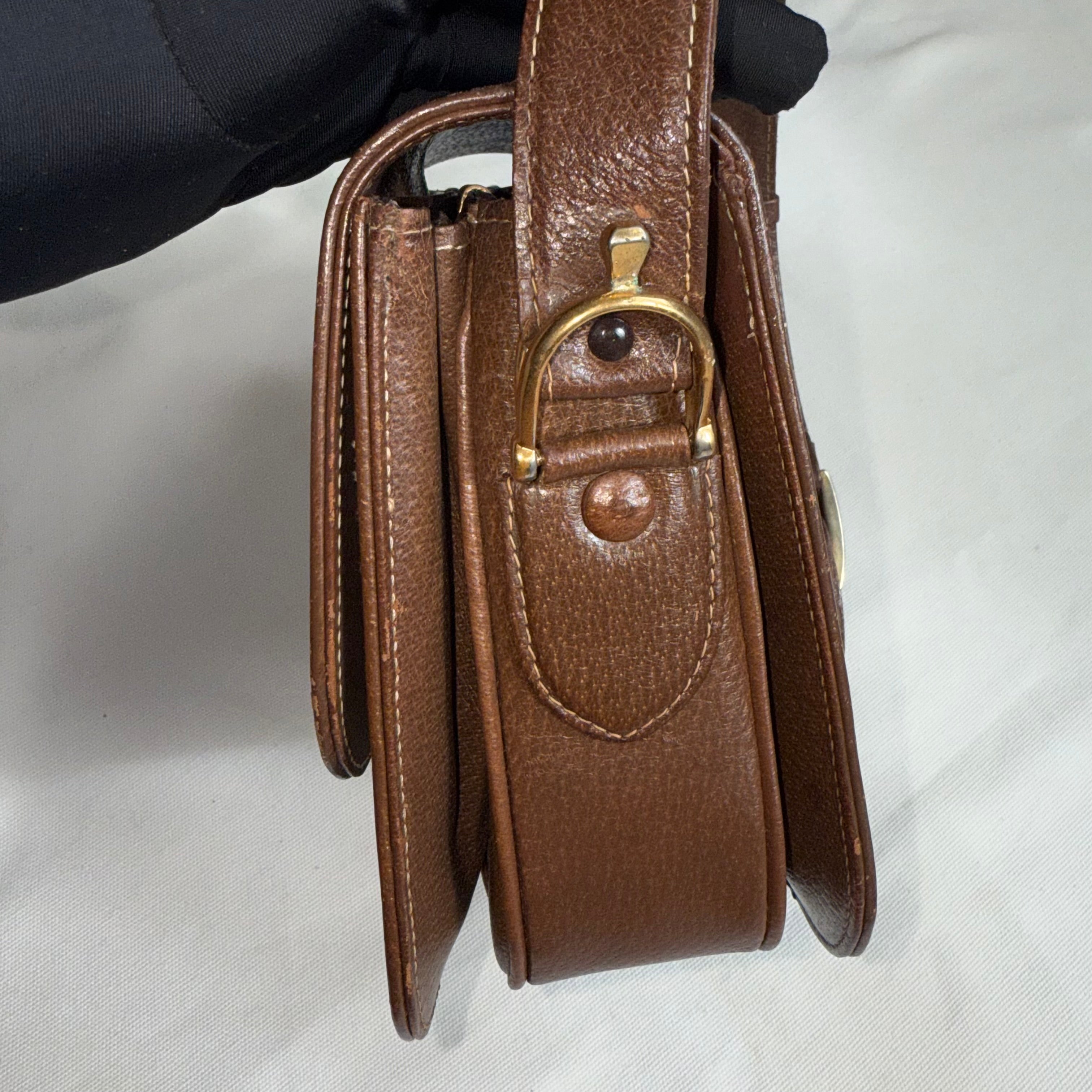 (Reserved) Celine Brown Canvas Horsebit Shoulder Bag