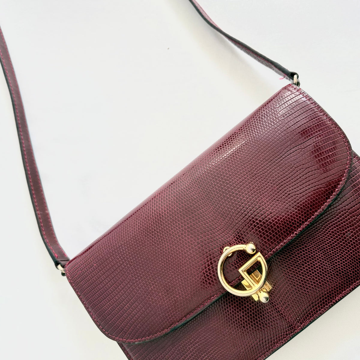 GUCCI Shoulder Bag Leather Bordeaux GHW