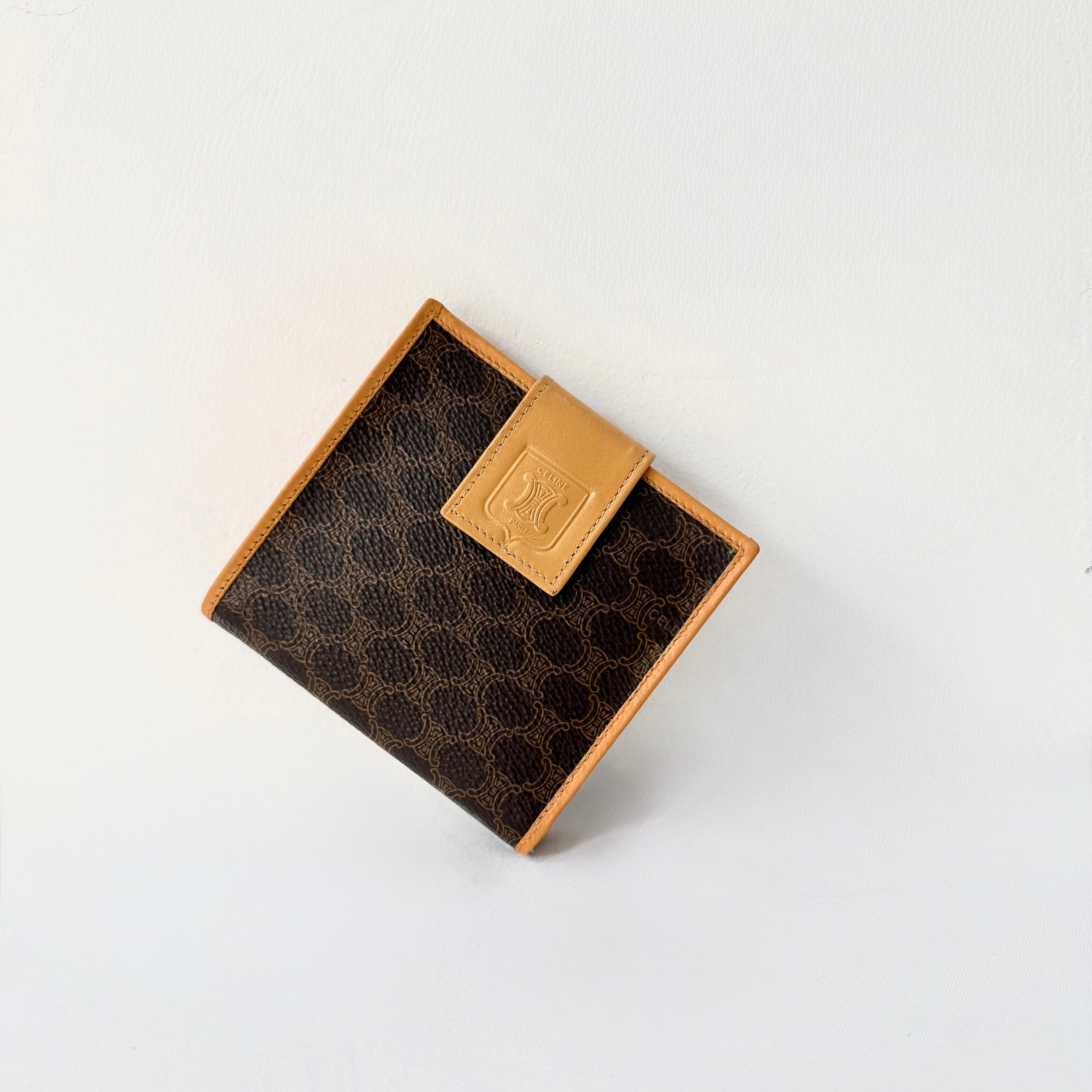 Celine Triomphe Macadam Vintage Canvas Leather Wallet Bifold