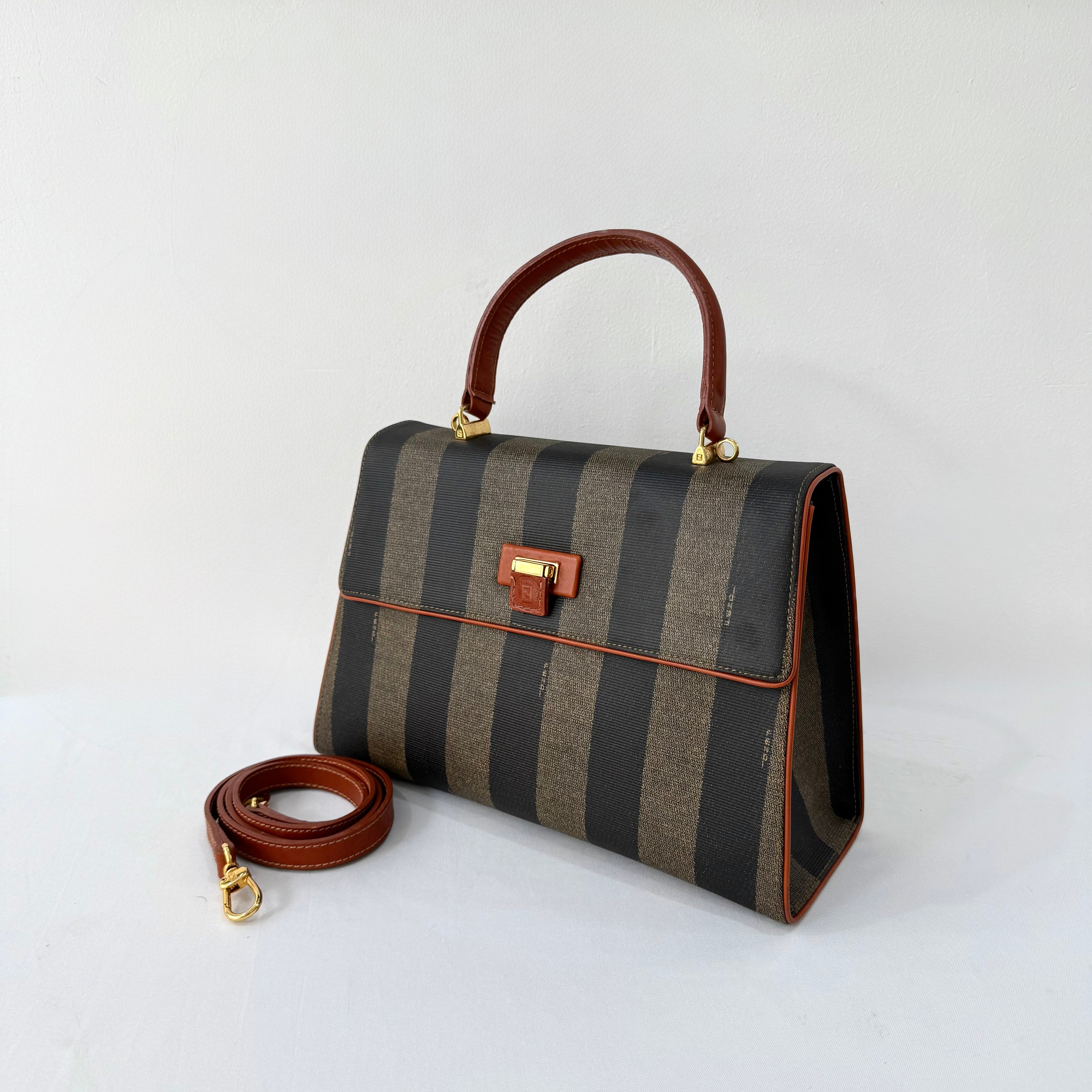 Fendi Brown Pequin Crossbody bag
