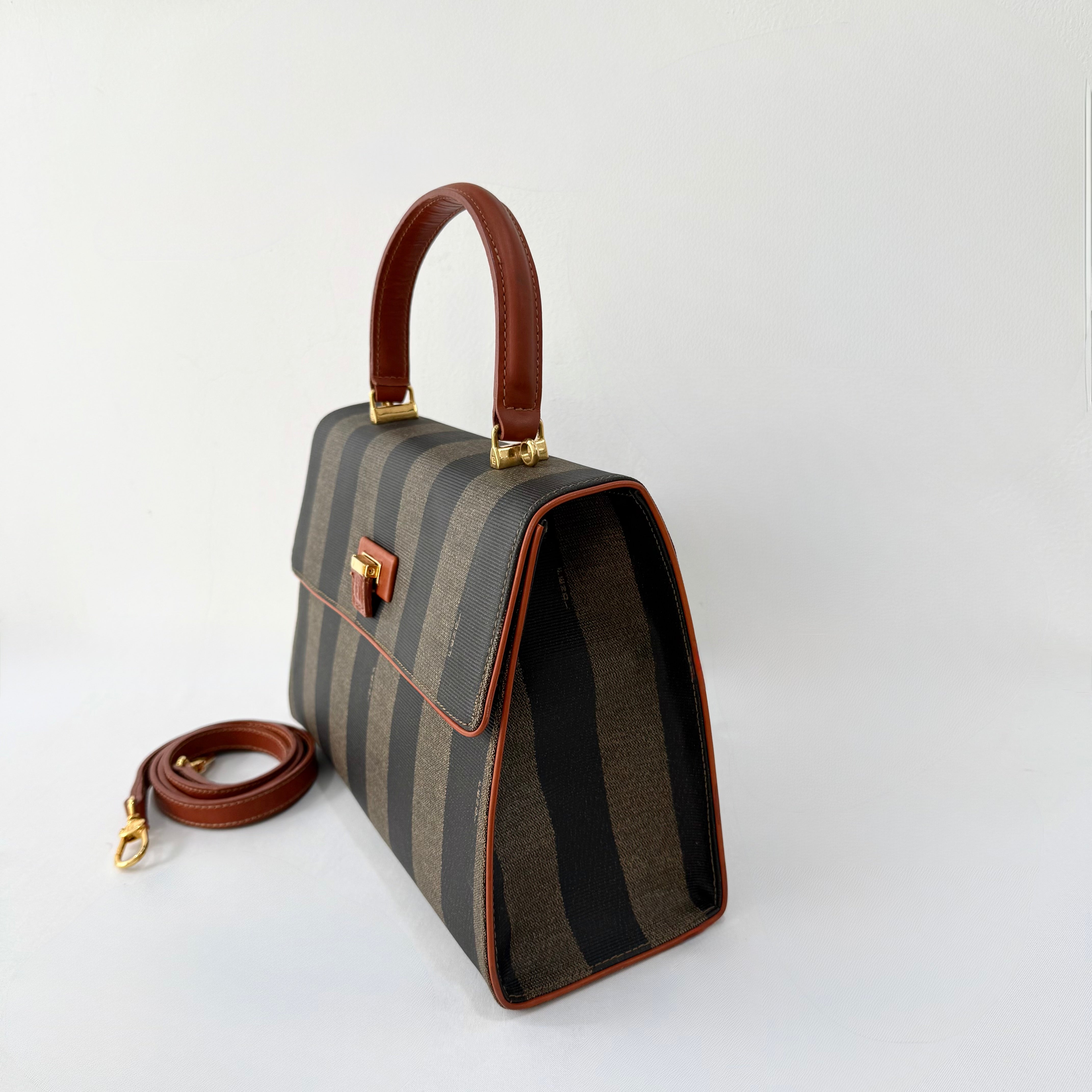 Fendi Brown Pequin Crossbody bag