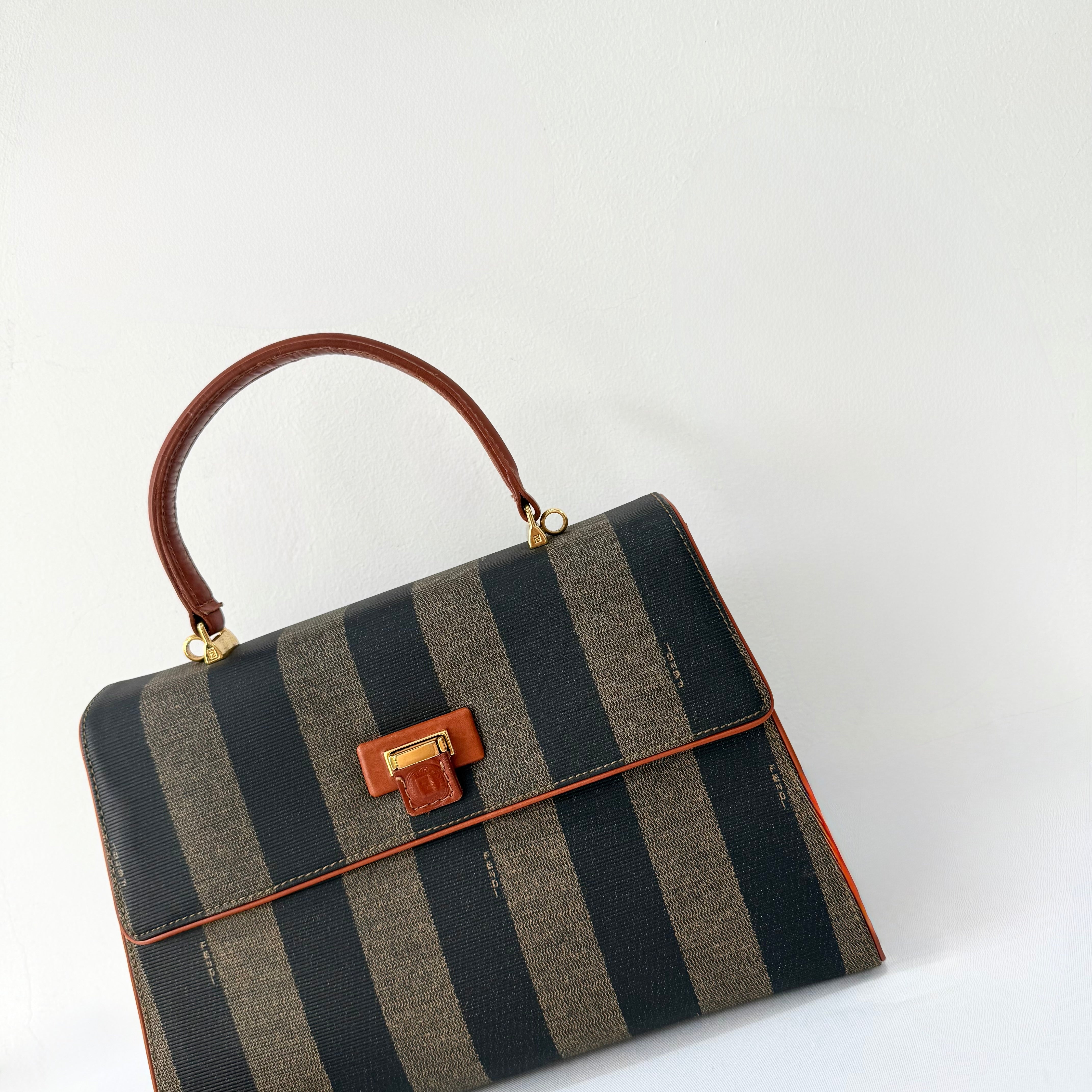 Fendi Brown Pequin Crossbody bag