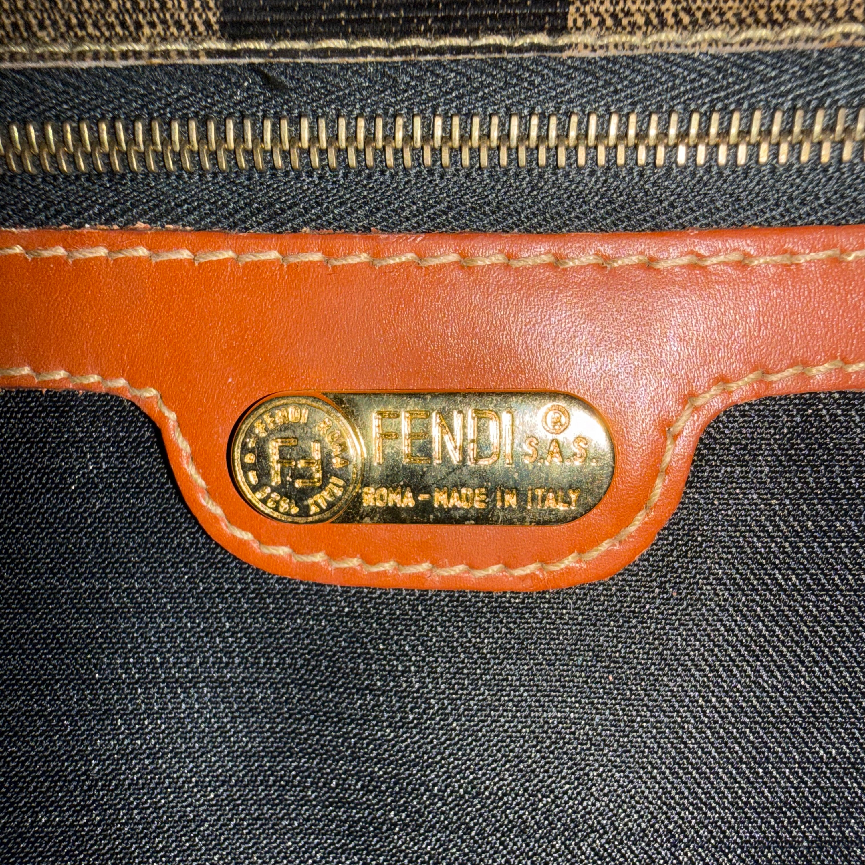 Fendi Brown Pequin Crossbody bag