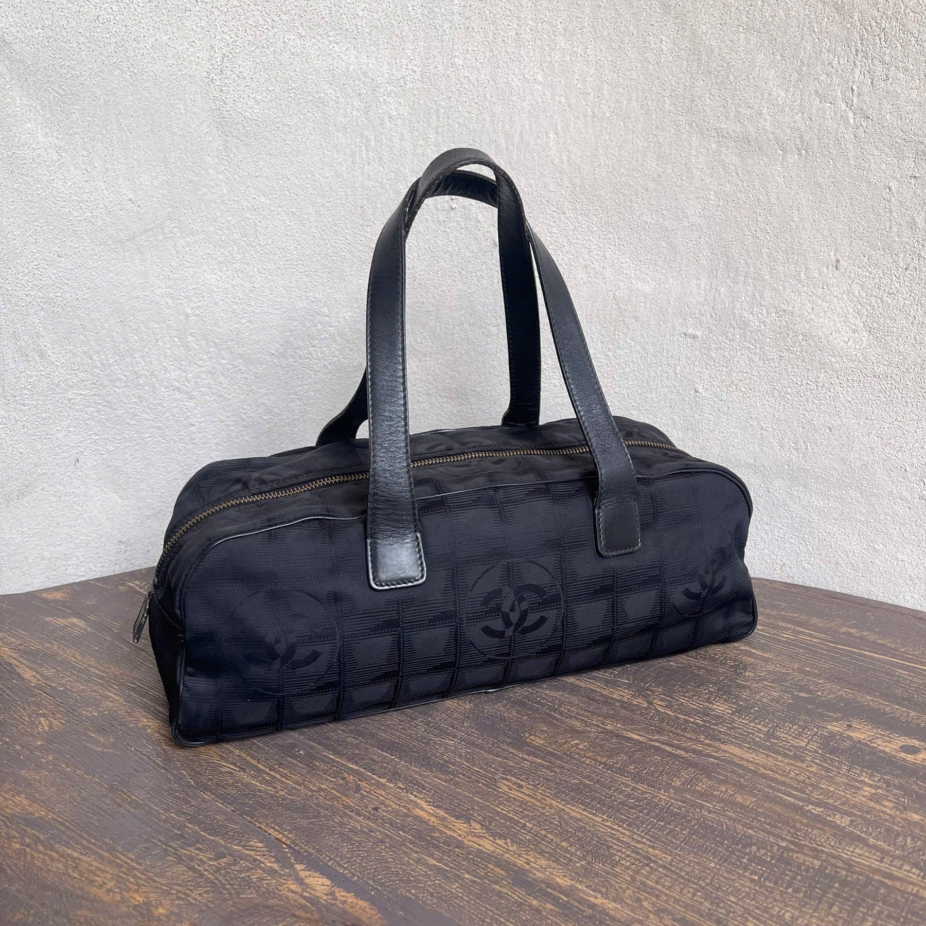 Chanel Black Nylon Canvas Bowler Bag