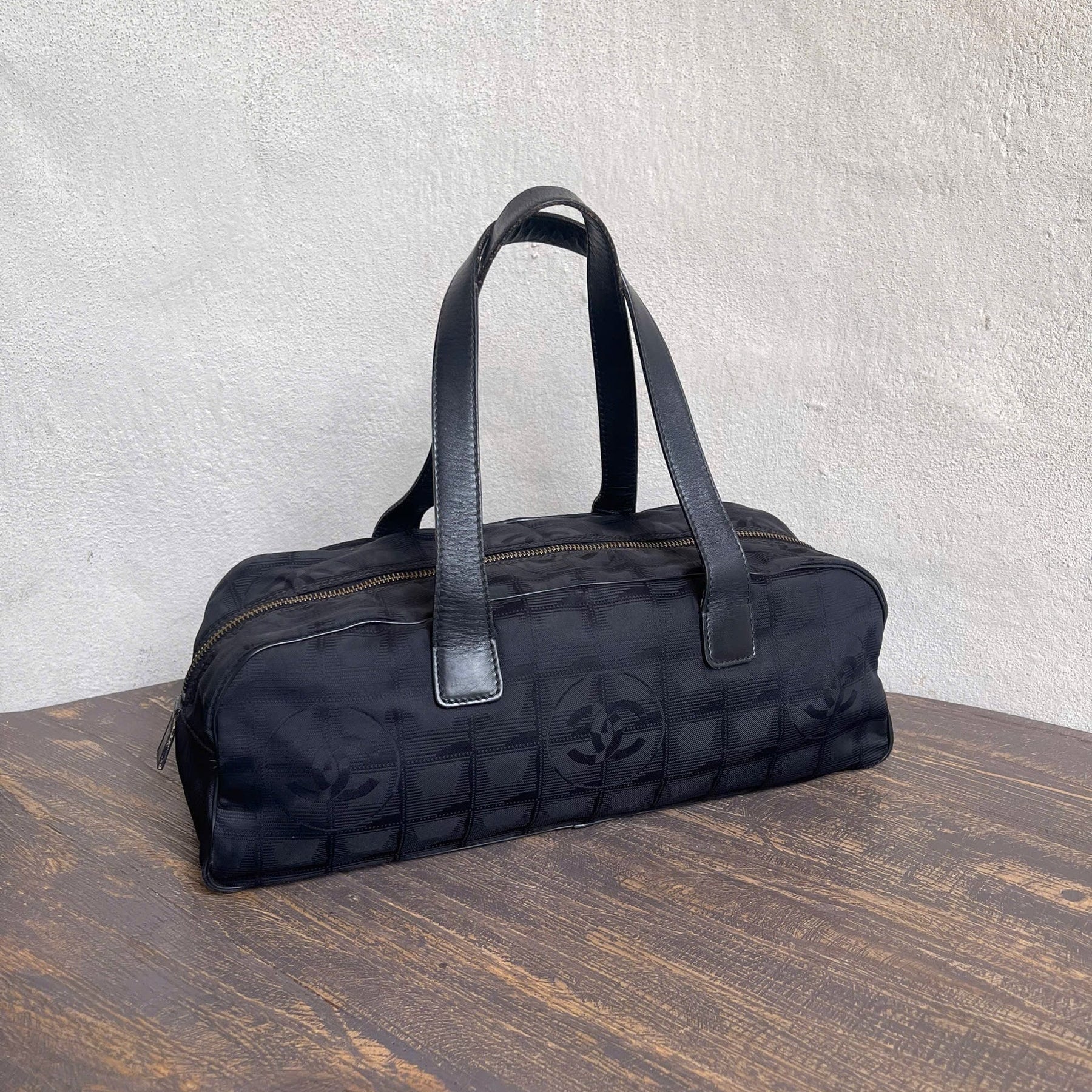 Chanel Black Nylon Canvas Bowler Bag