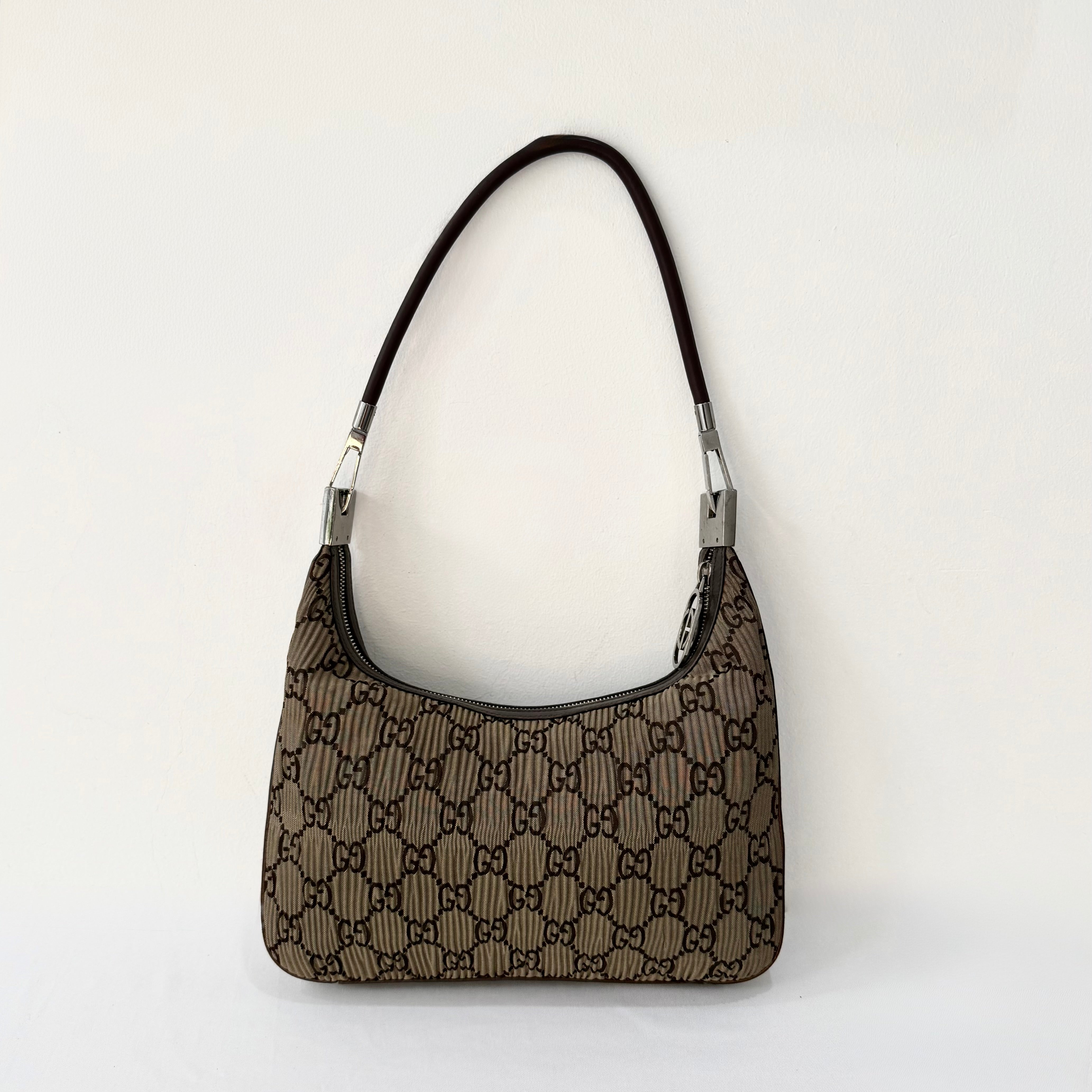 (RESERVED) Gucci Brown Monogram GG Clasp Hobo Brown