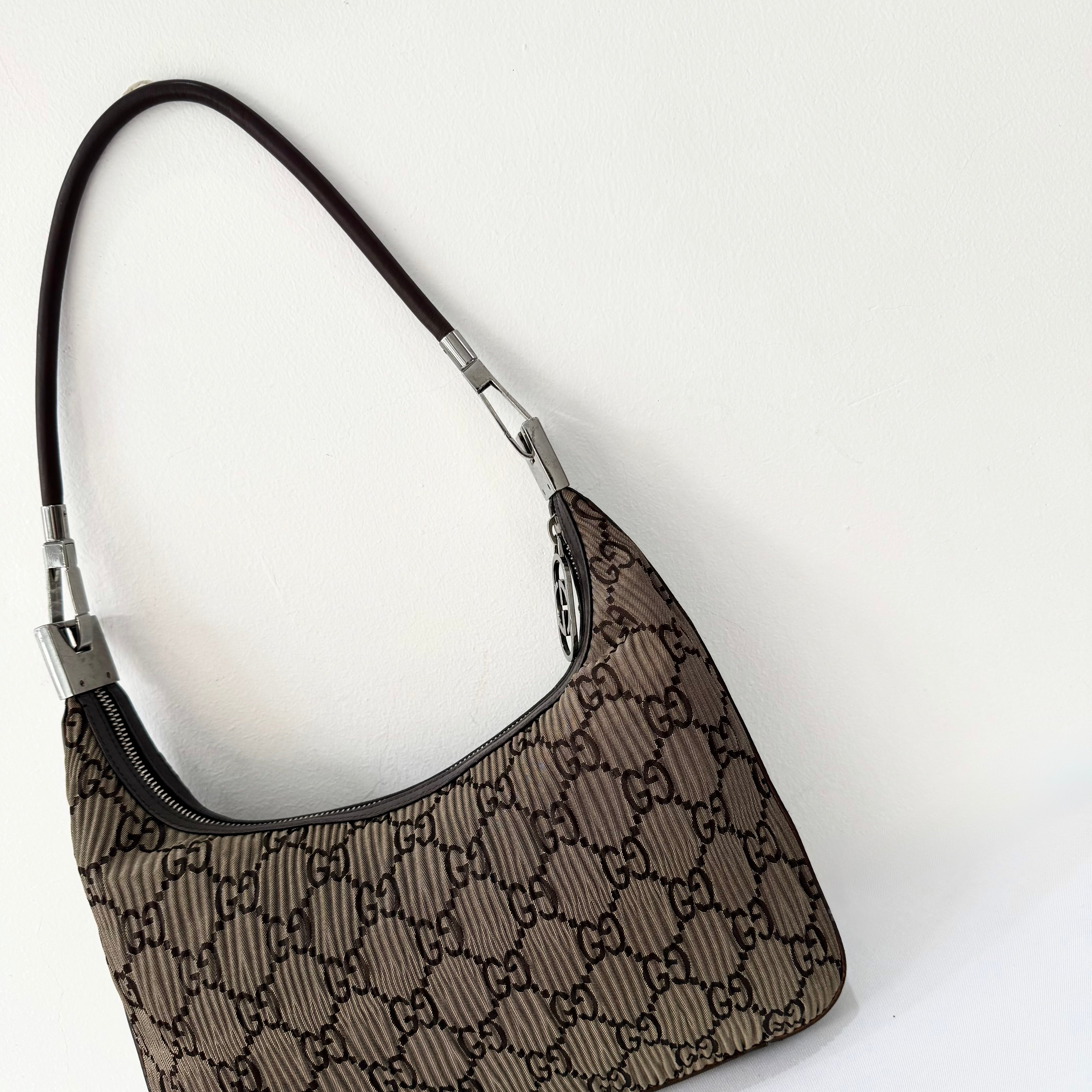 (RESERVED) Gucci Brown Monogram GG Clasp Hobo Brown
