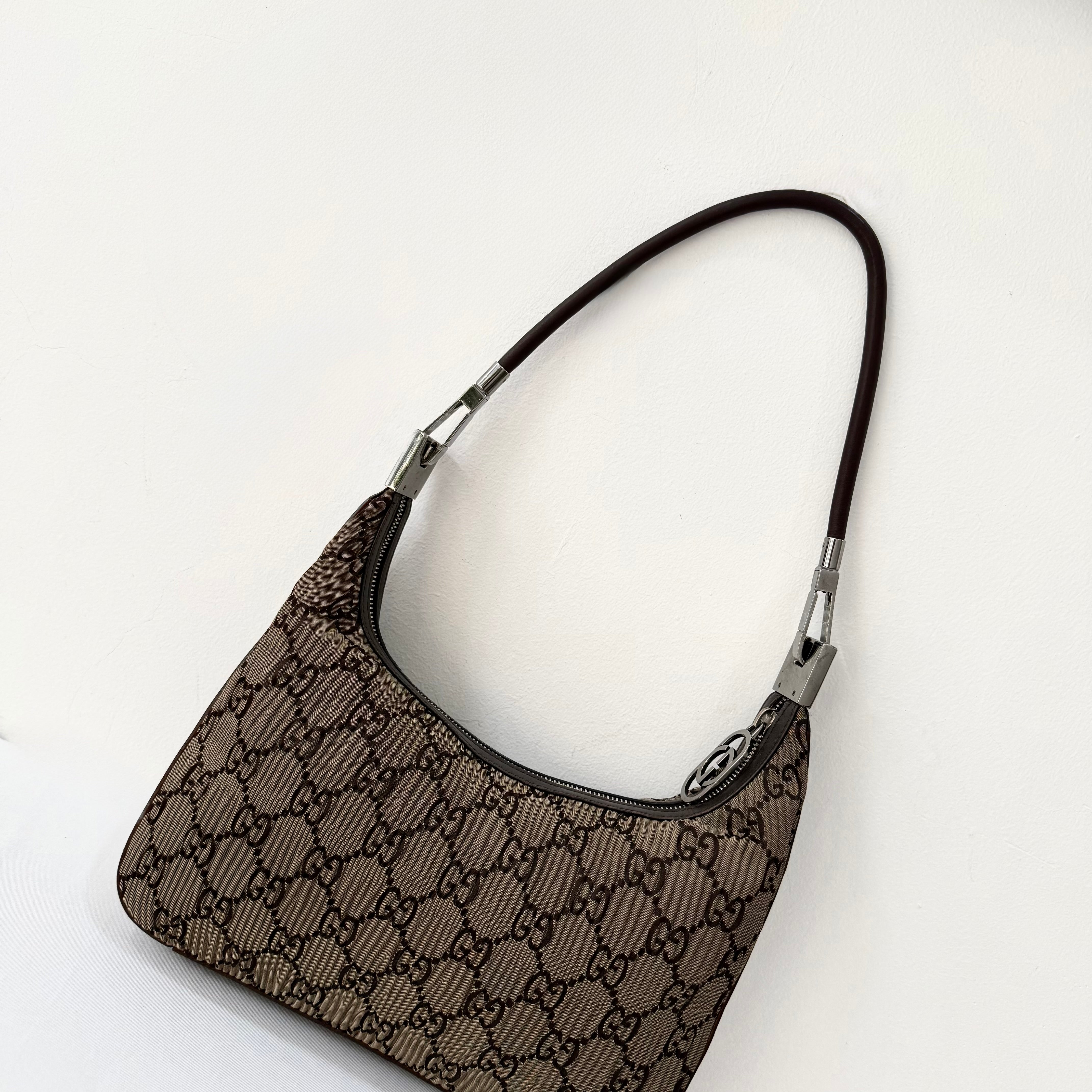 (RESERVED) Gucci Brown Monogram GG Clasp Hobo Brown