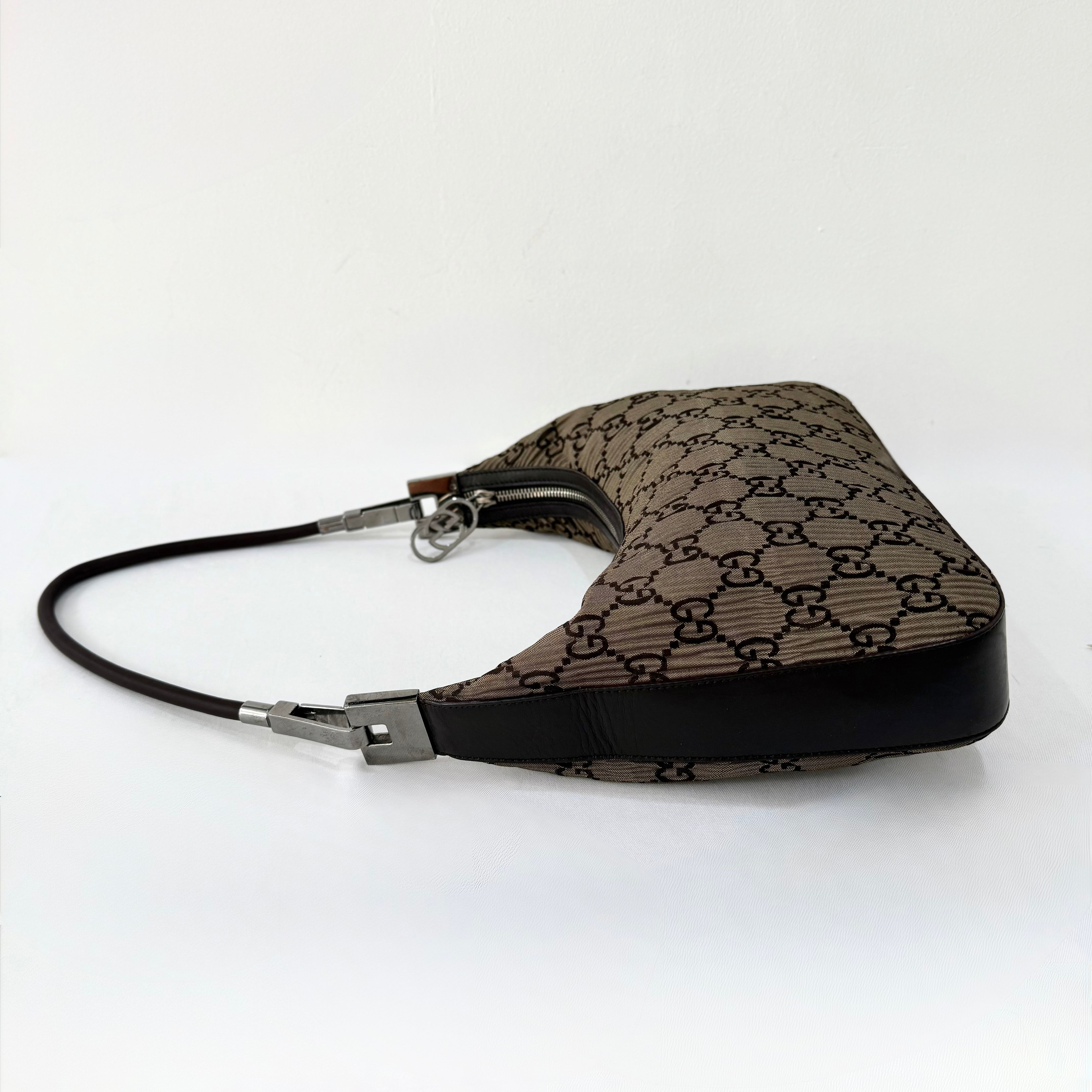 (RESERVED) Gucci Brown Monogram GG Clasp Hobo Brown