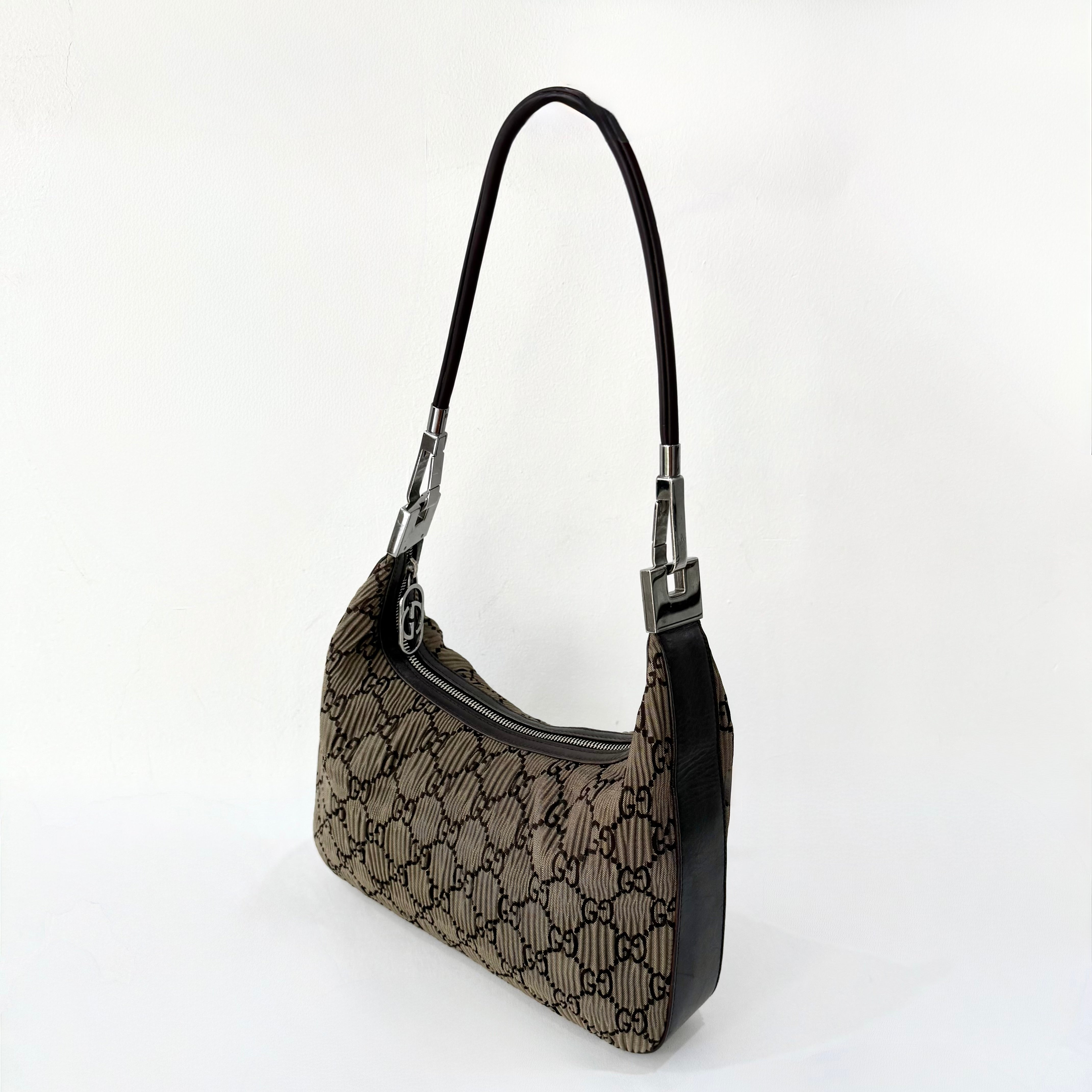 (RESERVED) Gucci Brown Monogram GG Clasp Hobo Brown