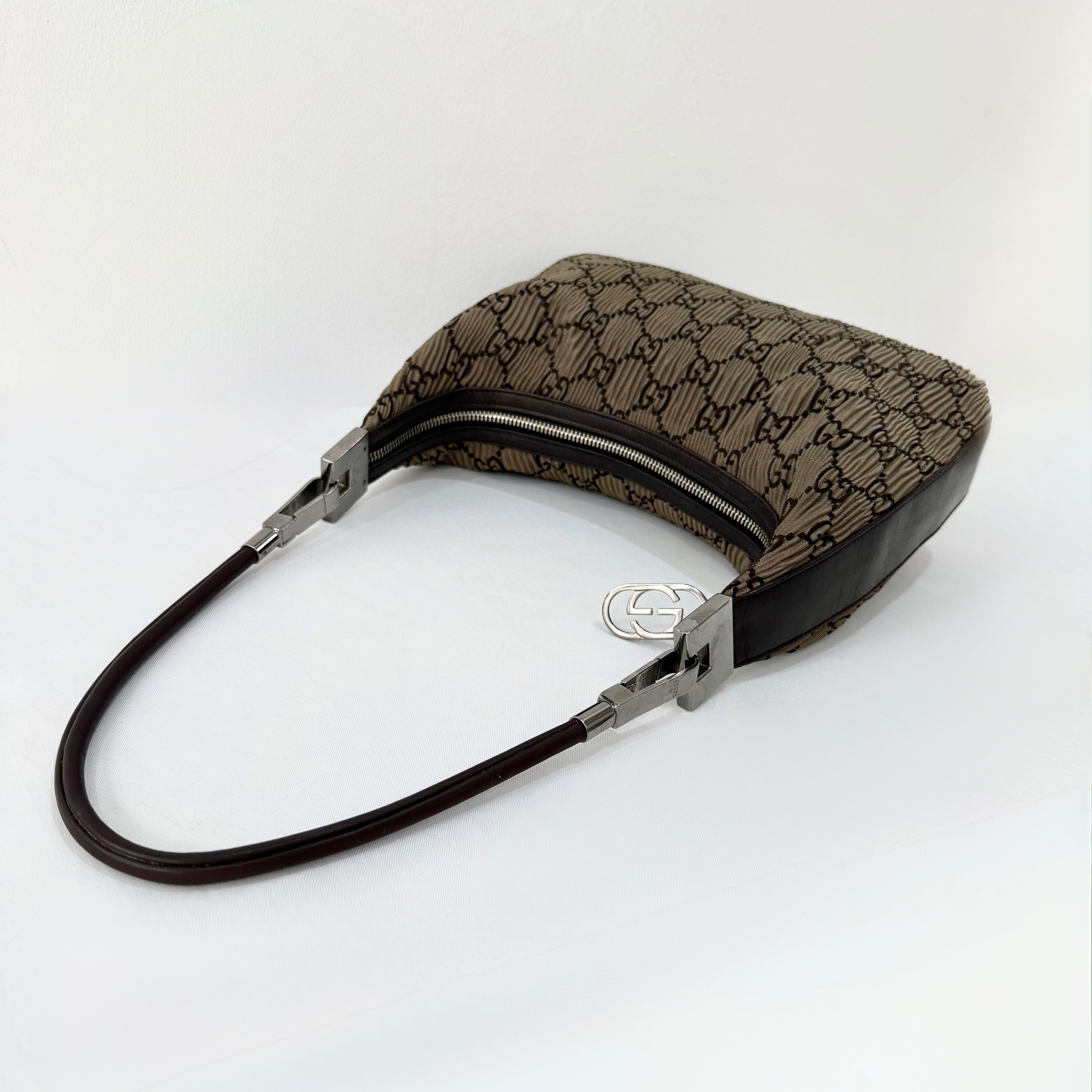 (RESERVED) Gucci Brown Monogram GG Clasp Hobo Brown