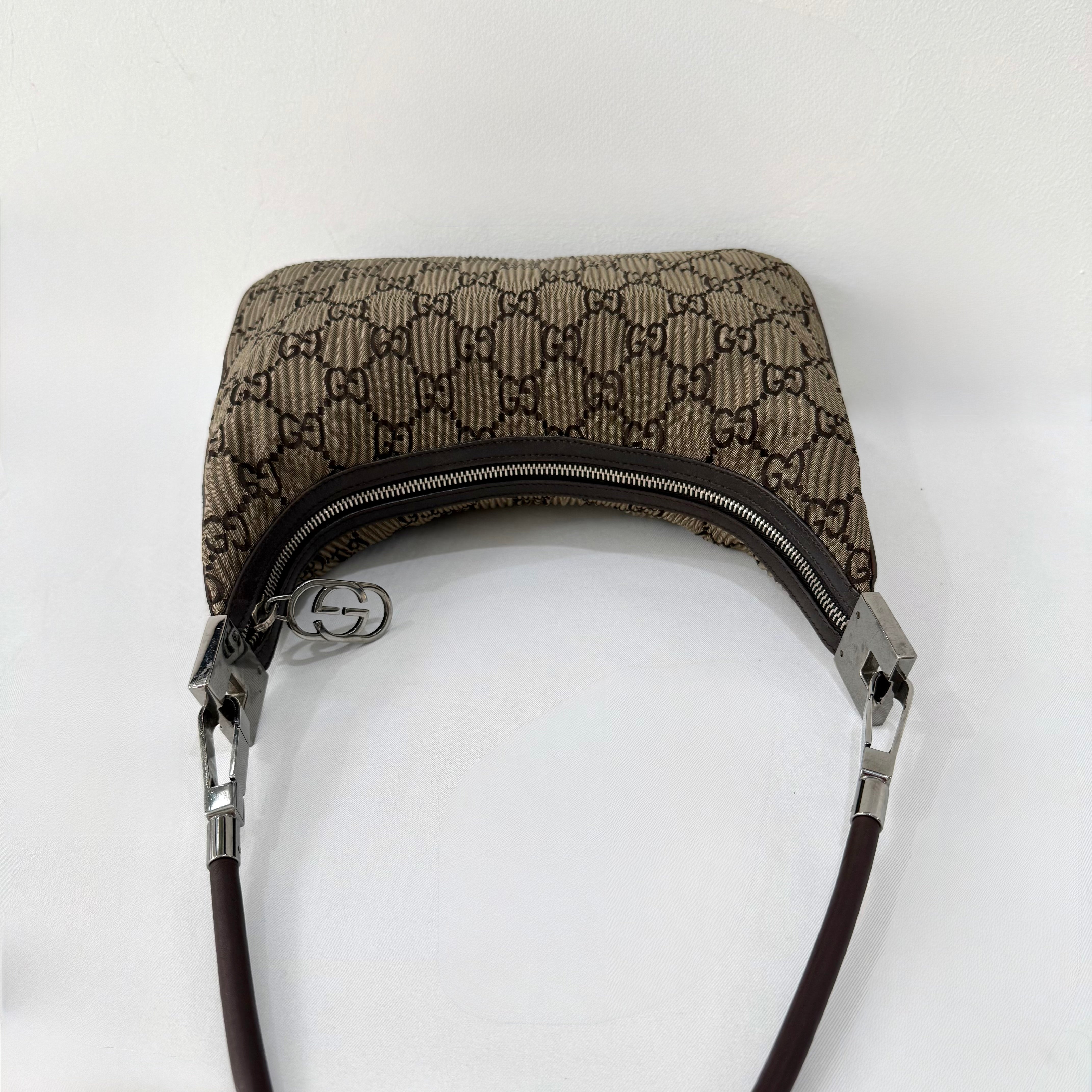 (RESERVED) Gucci Brown Monogram GG Clasp Hobo Brown