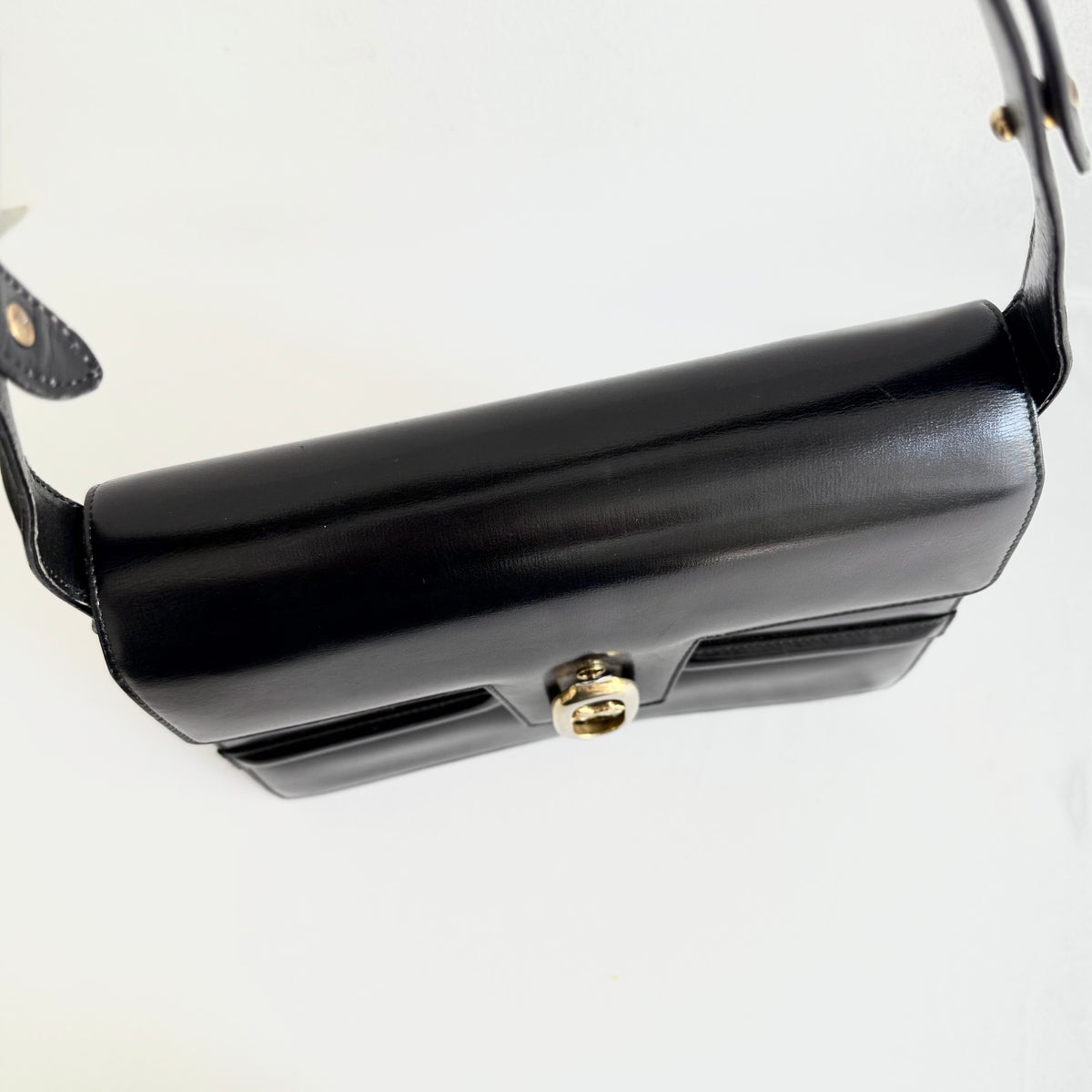 Celine Vintage Black Leather Shoulder Bag