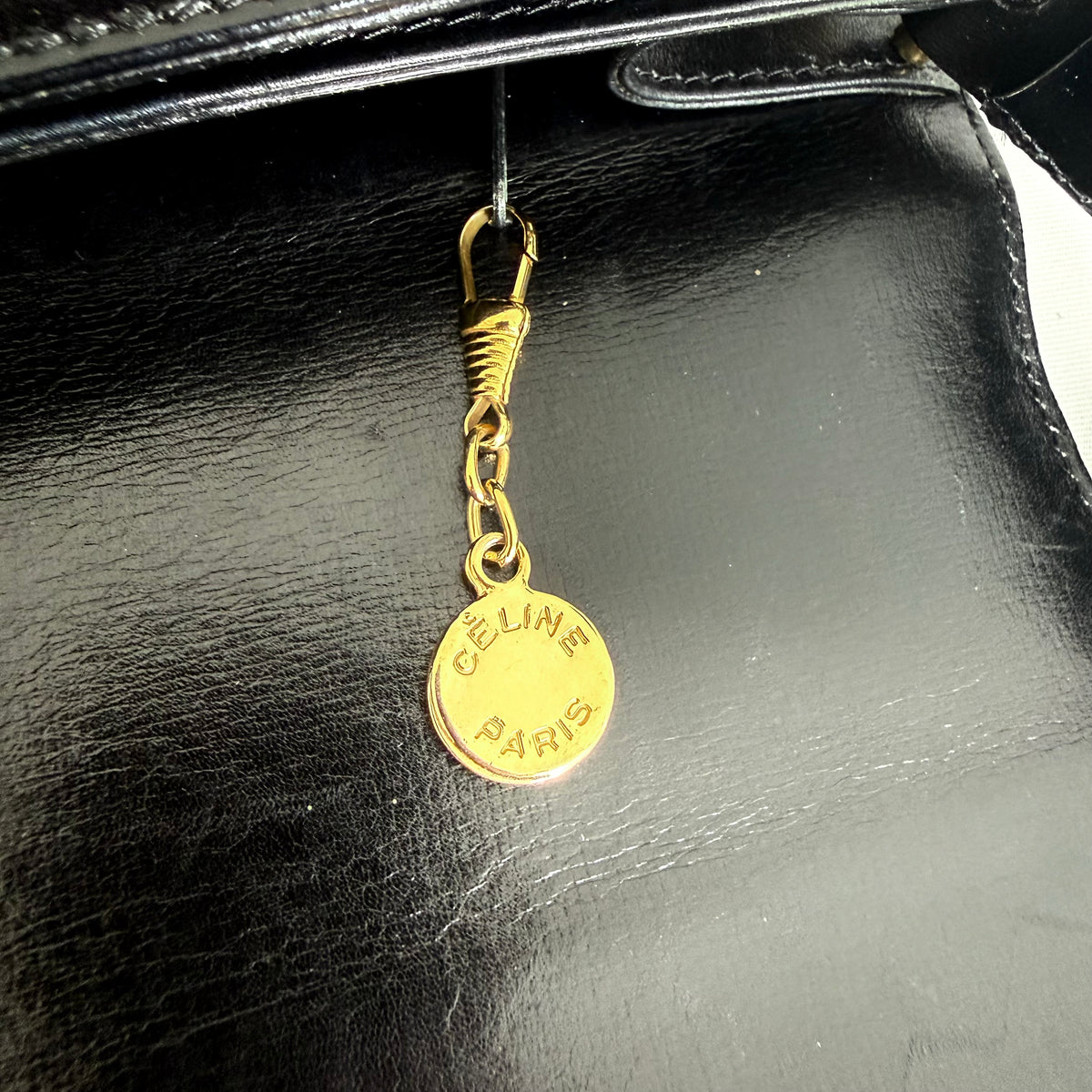 Celine Vintage Black Leather Shoulder Bag