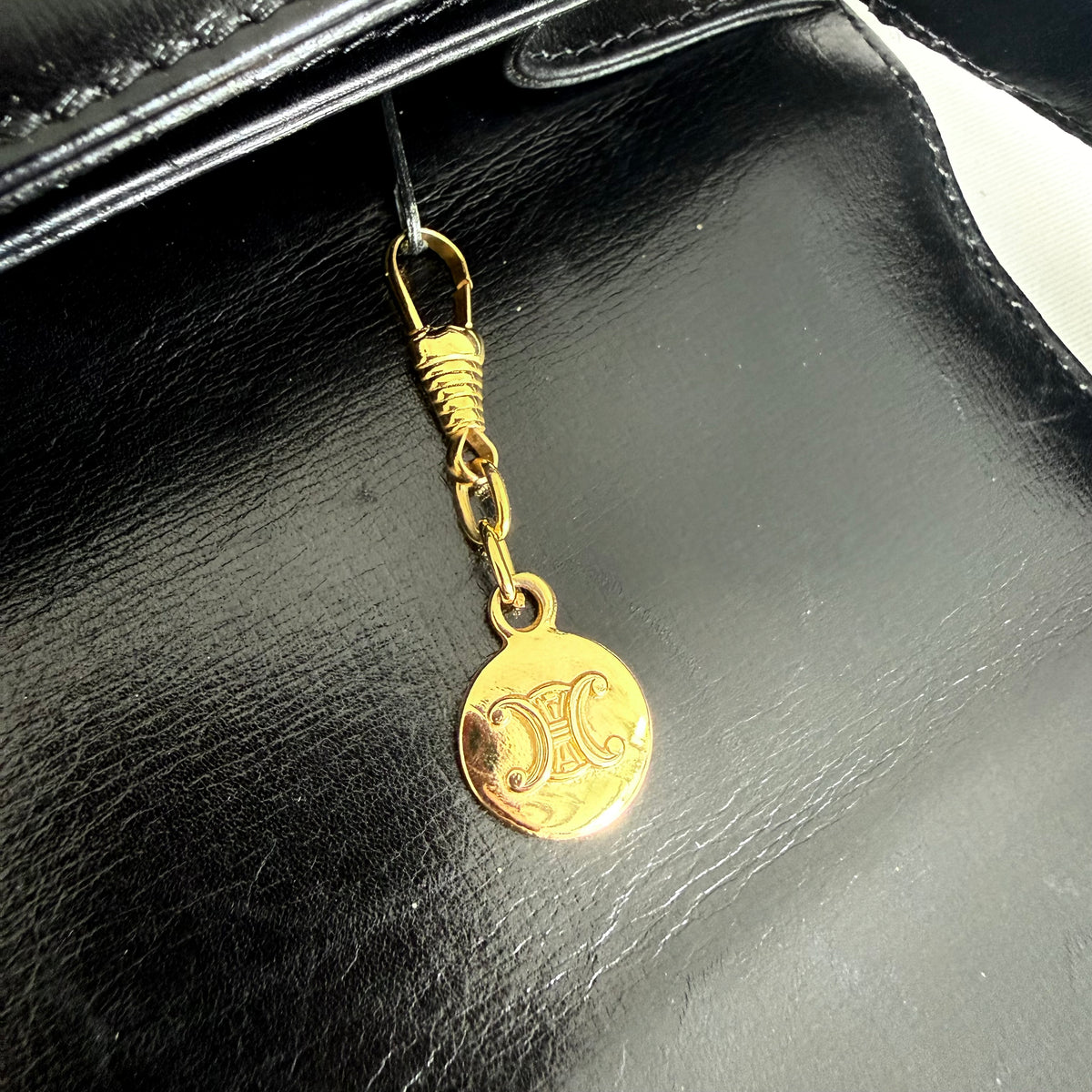 Celine Vintage Black Leather Shoulder Bag