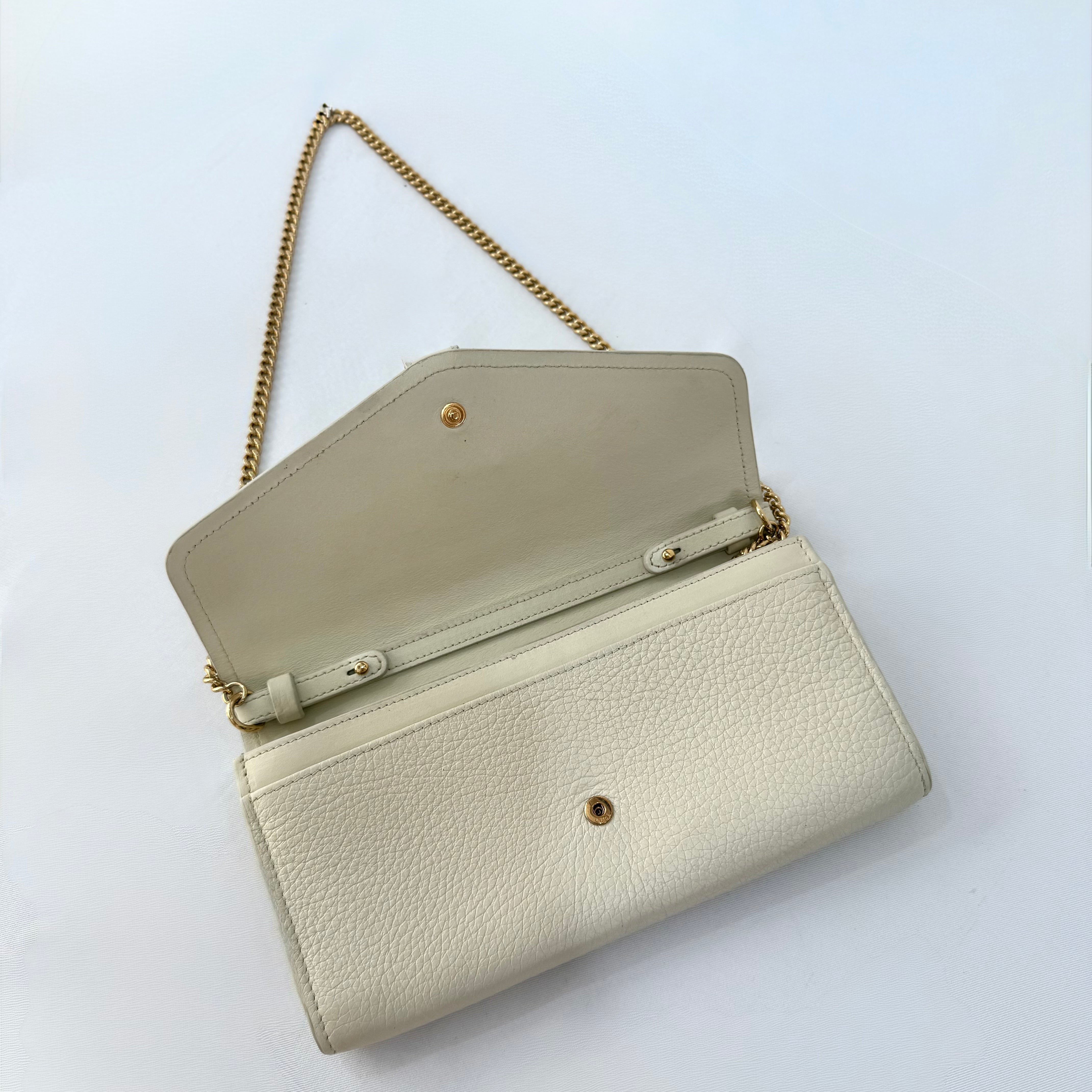 Chloe Motty Beige Goatskin Leather Aby Wallet on Chain