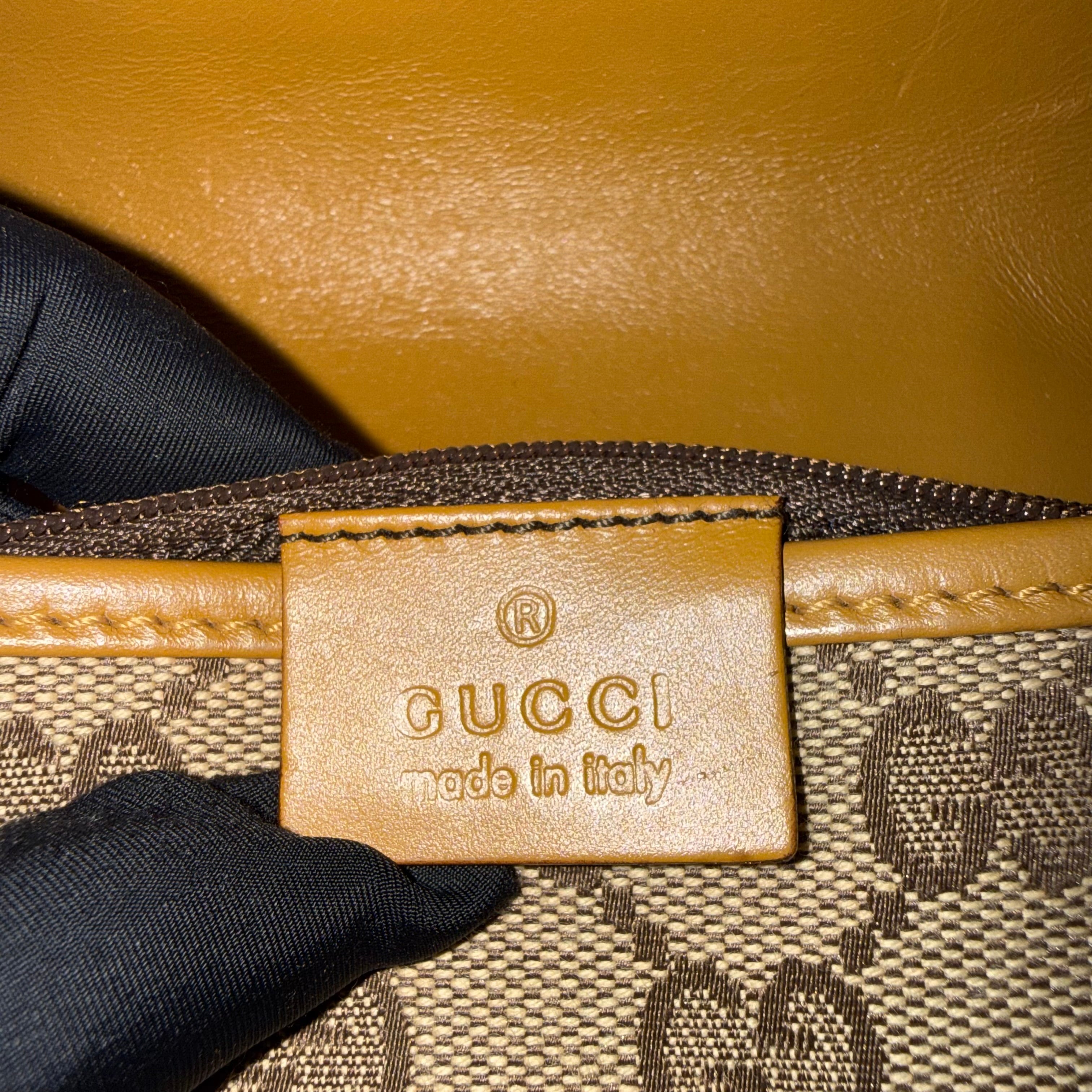 Gucci Jackie Canvas Beige Brown Shoulder Bag