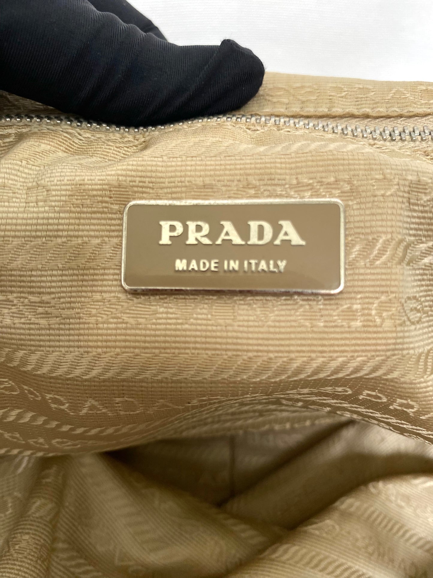Prada Brown Tote Bag Nylon Pocket Triangular Logo