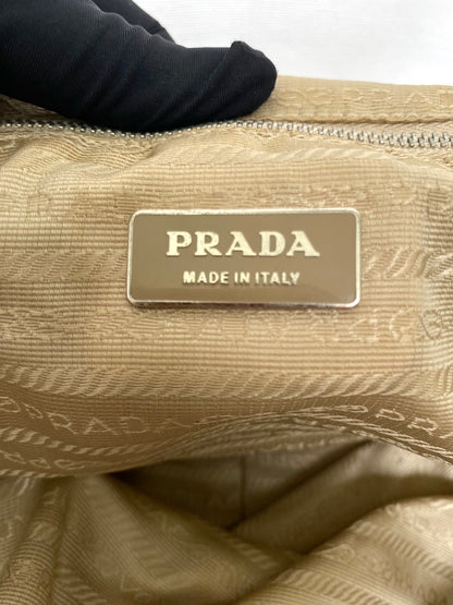 Prada Brown Tote Bag Nylon Pocket Triangular Logo