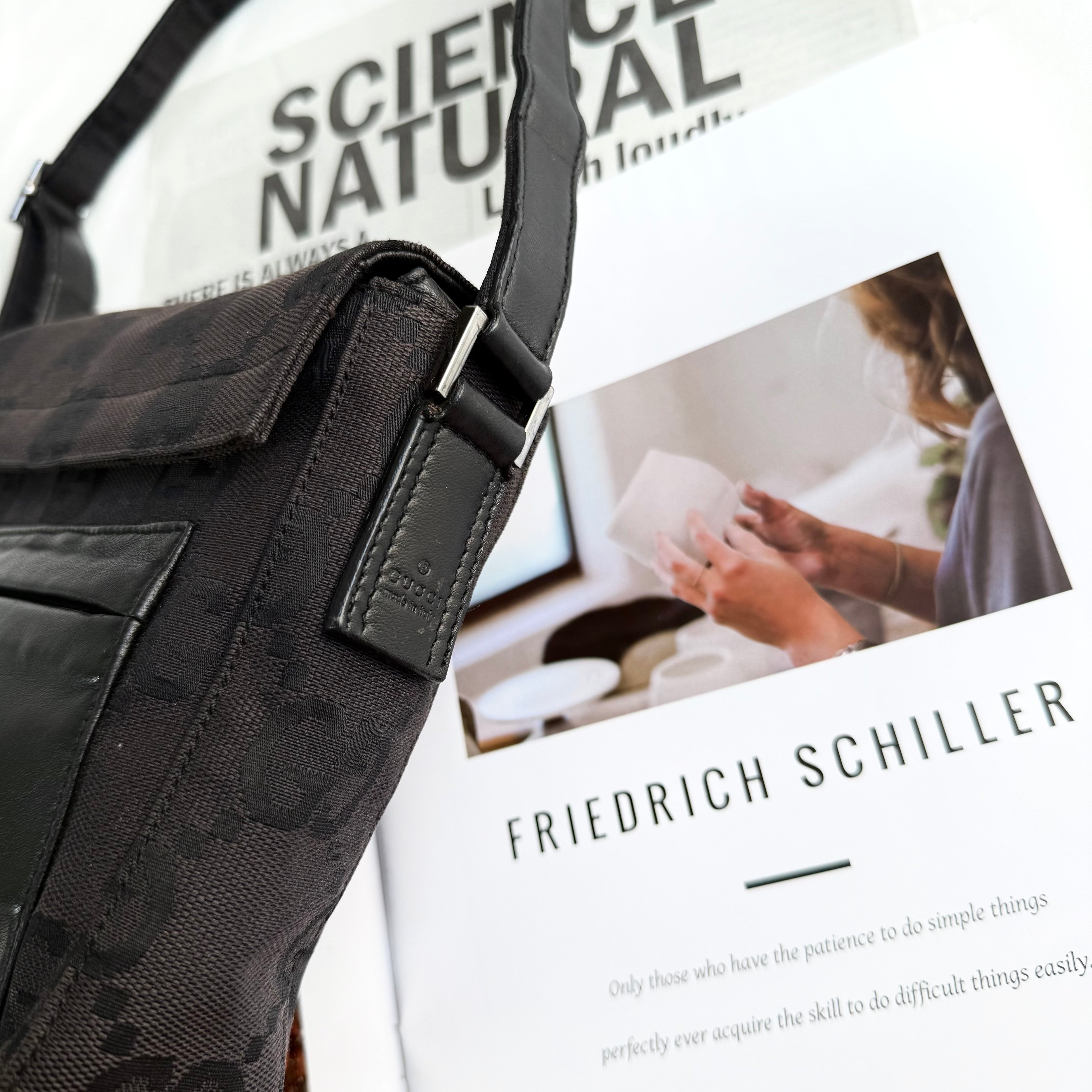 Gucci Black GG Monogram Squared Shoulder Bag